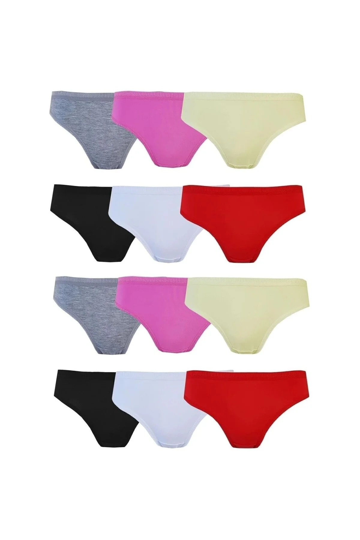 Kadın 12'li Bikini Külot Pamuklu Renkli Iç Çamaıırı Nevra, Çok Renkli, L