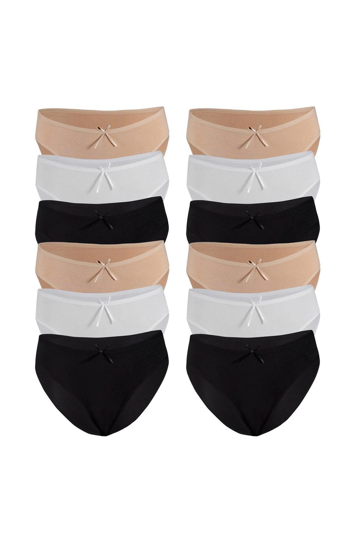 Kadın 12'li Paket Bambu Bikini Külot