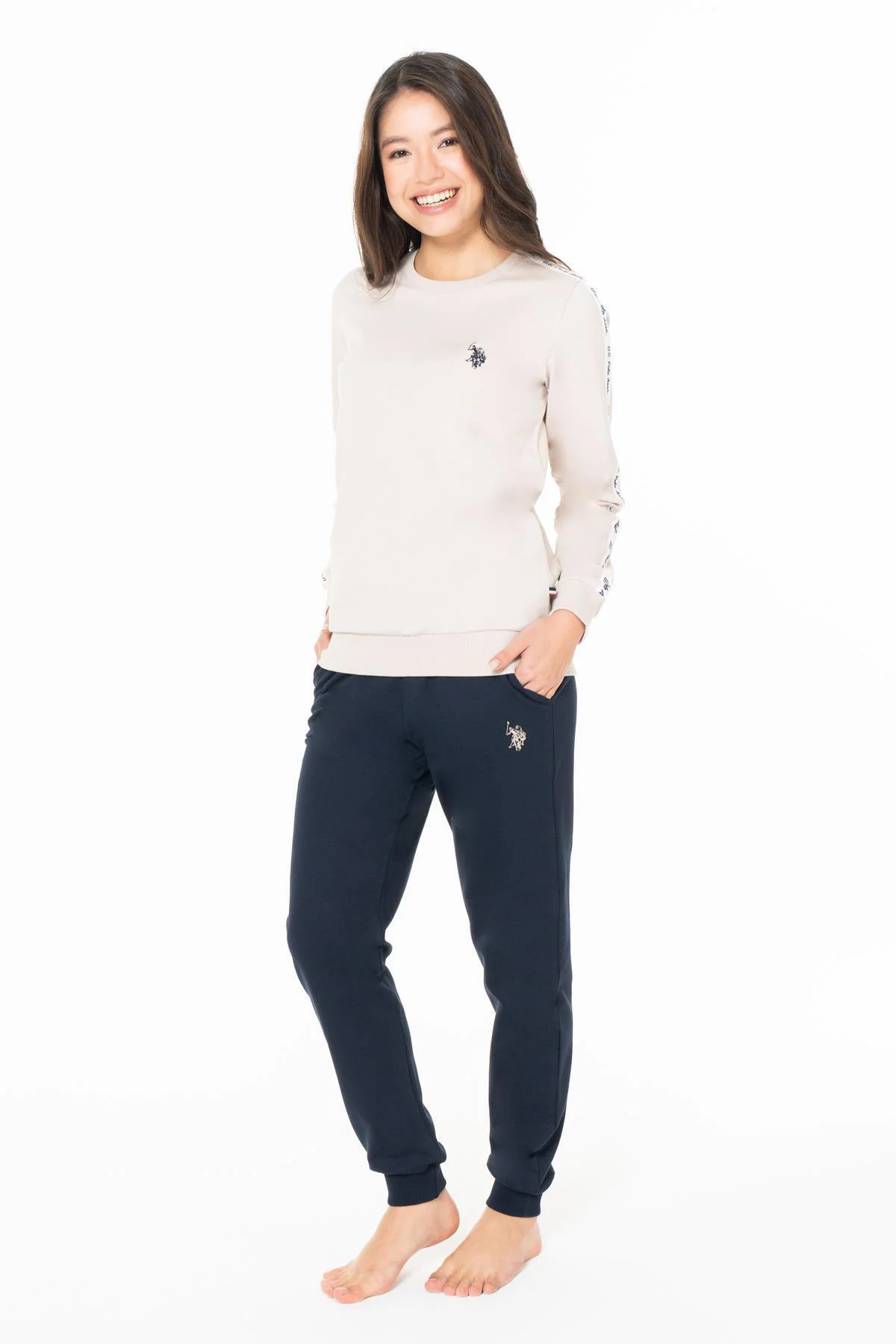 Kadın 2 İplik Kışlık Uzunkol Cepli Dar Paça Ev Giyim Pijama Takım