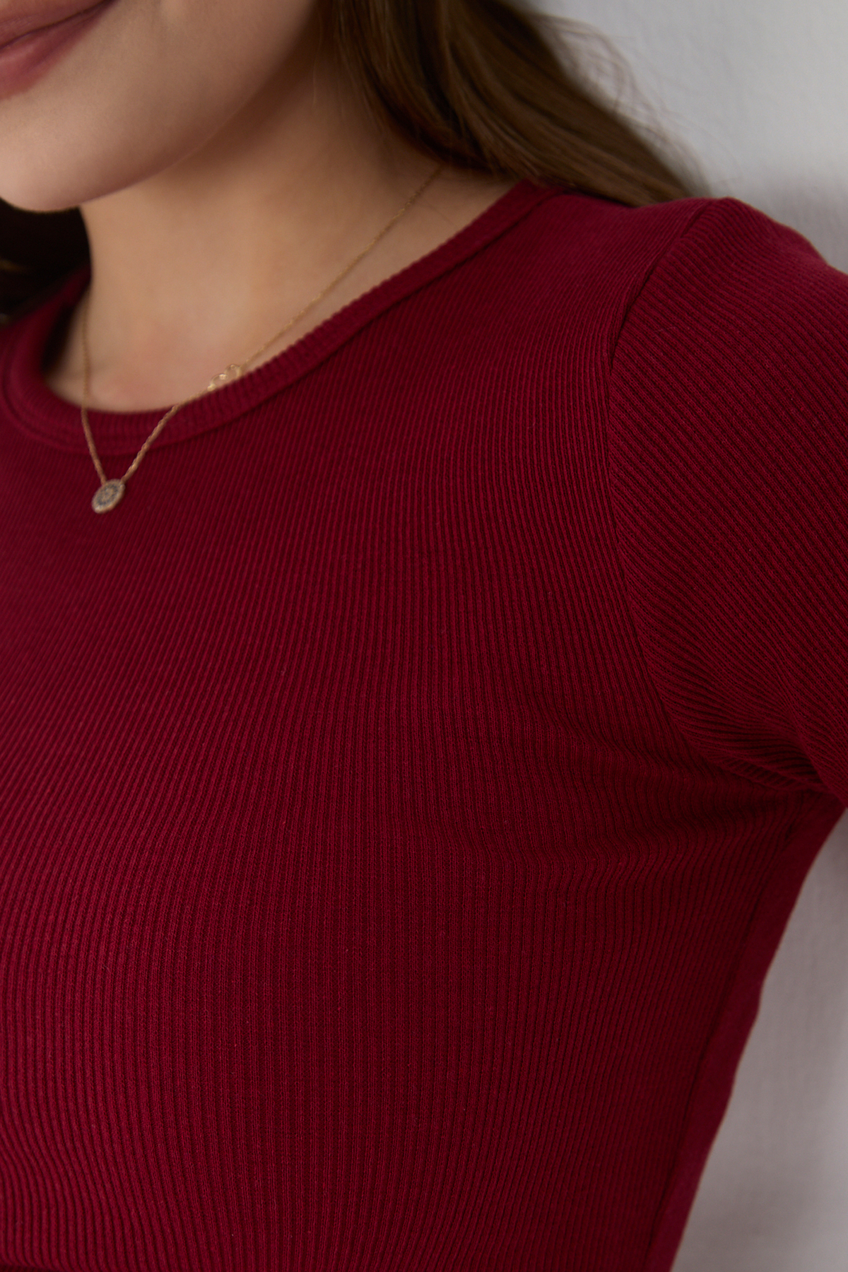 Kadın 2 Li Adet Fitilli Pamuklu Bisiklet Yaka Örme Kaşkorse Crop 