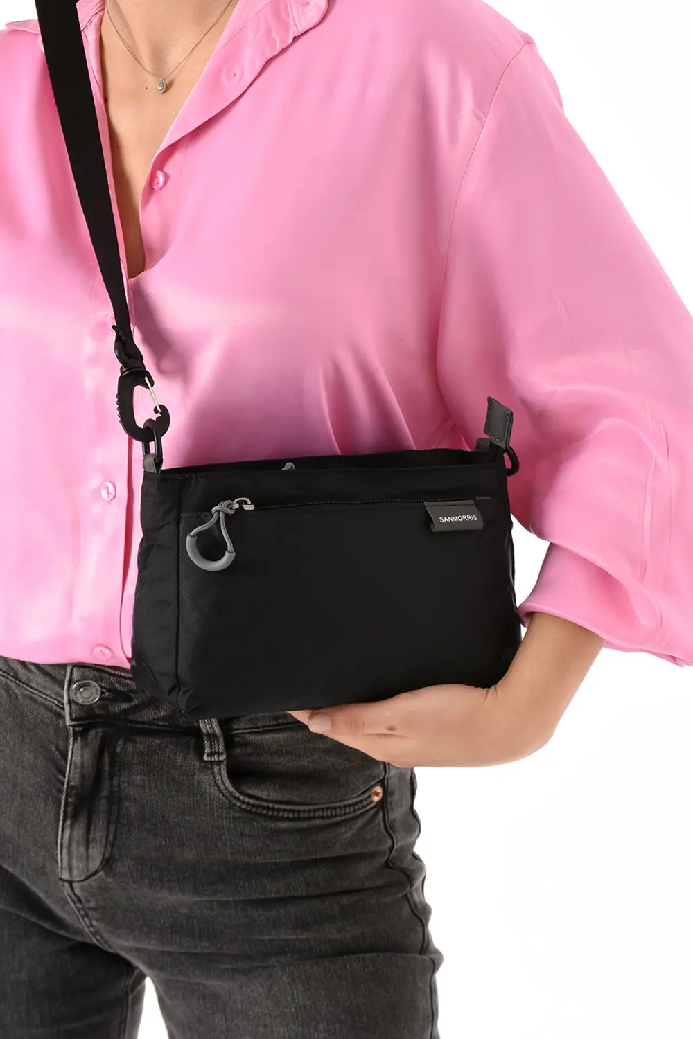 Kadın 3 Bölmeli Paraşüt Kumaş Ayarlanabilir Çapraz Askılı Çanta