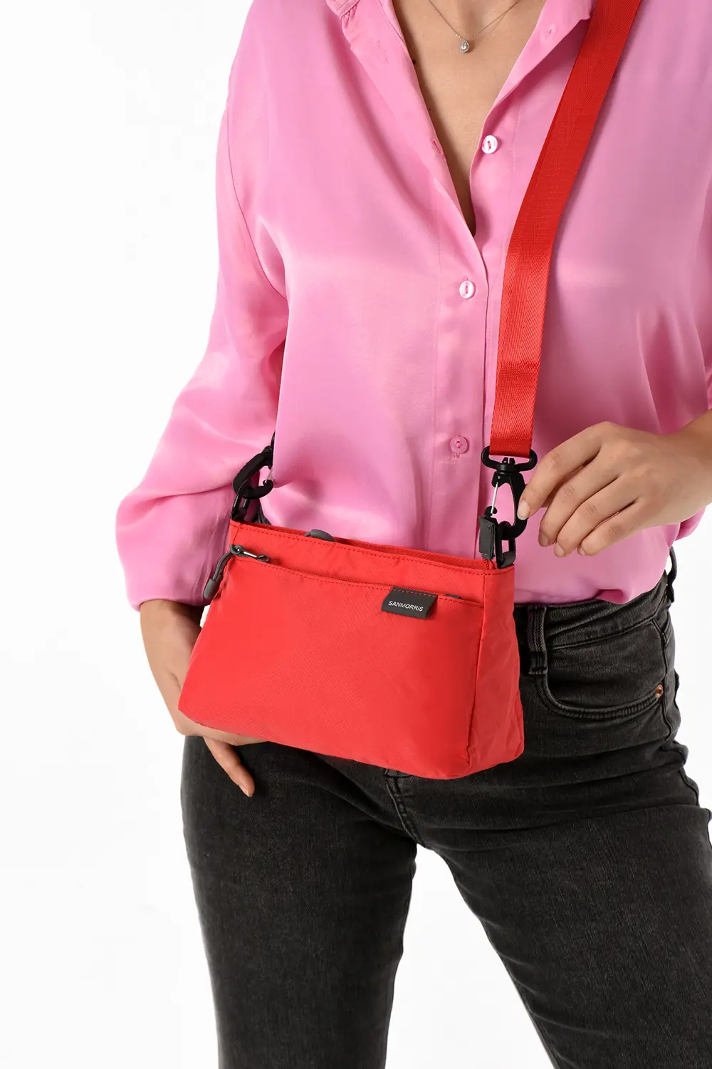 Kadın 3 Bölmeli Paraşüt Kumaş Ayarlanabilir Çapraz Askılı Çanta