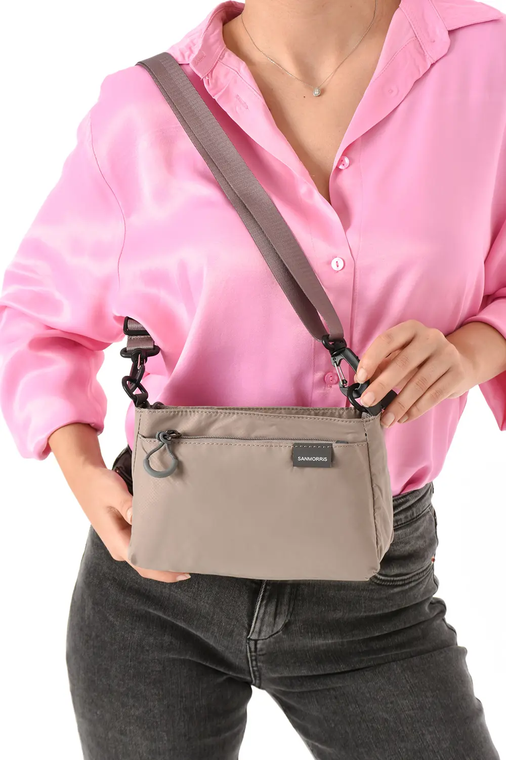 Kadın 3 Bölmeli Paraşüt Kumaş Ayarlanabilir Çapraz Askılı Çanta