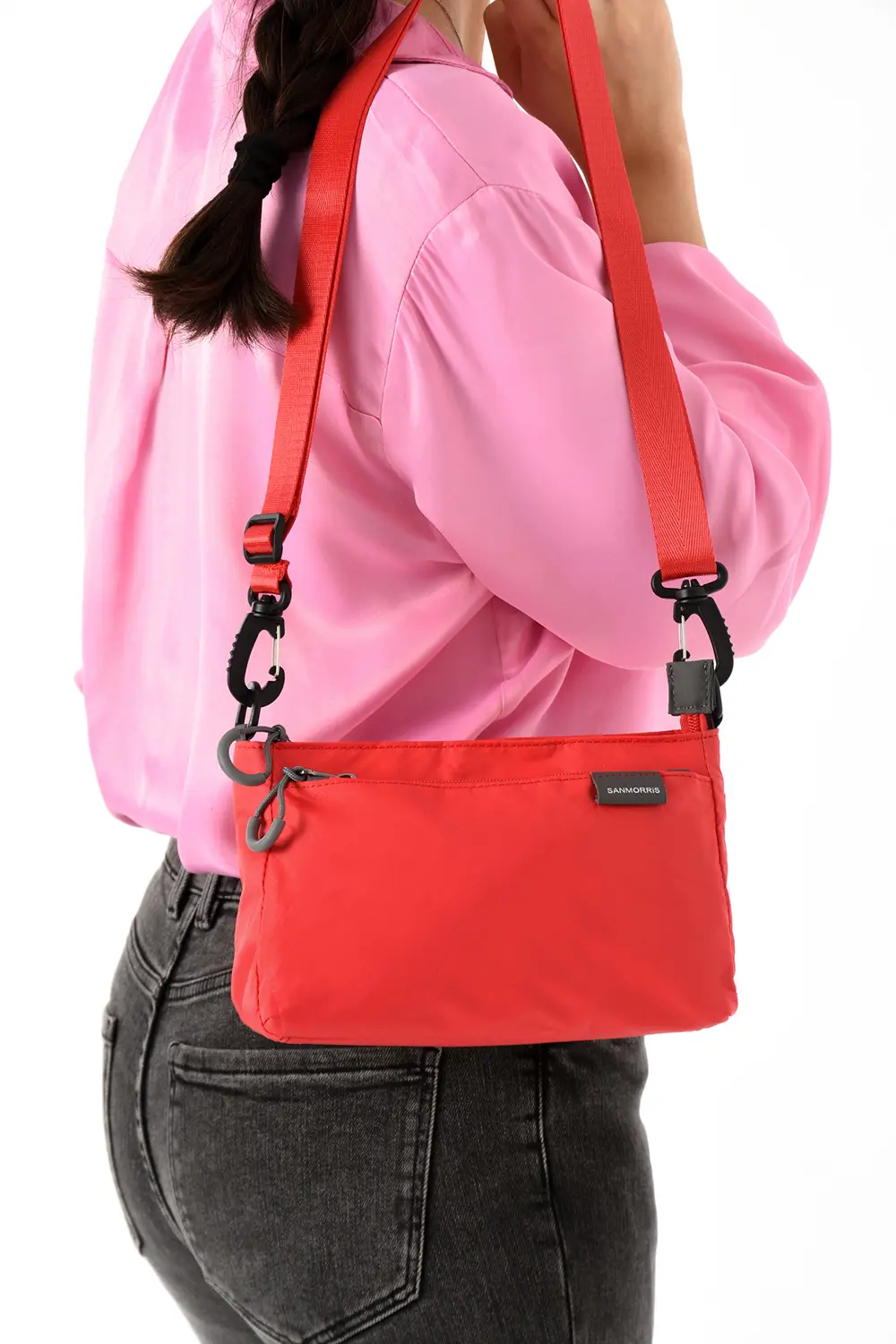 Kadın 3 Bölmeli Paraşüt Kumaş Ayarlanabilir Çapraz Askılı Çanta