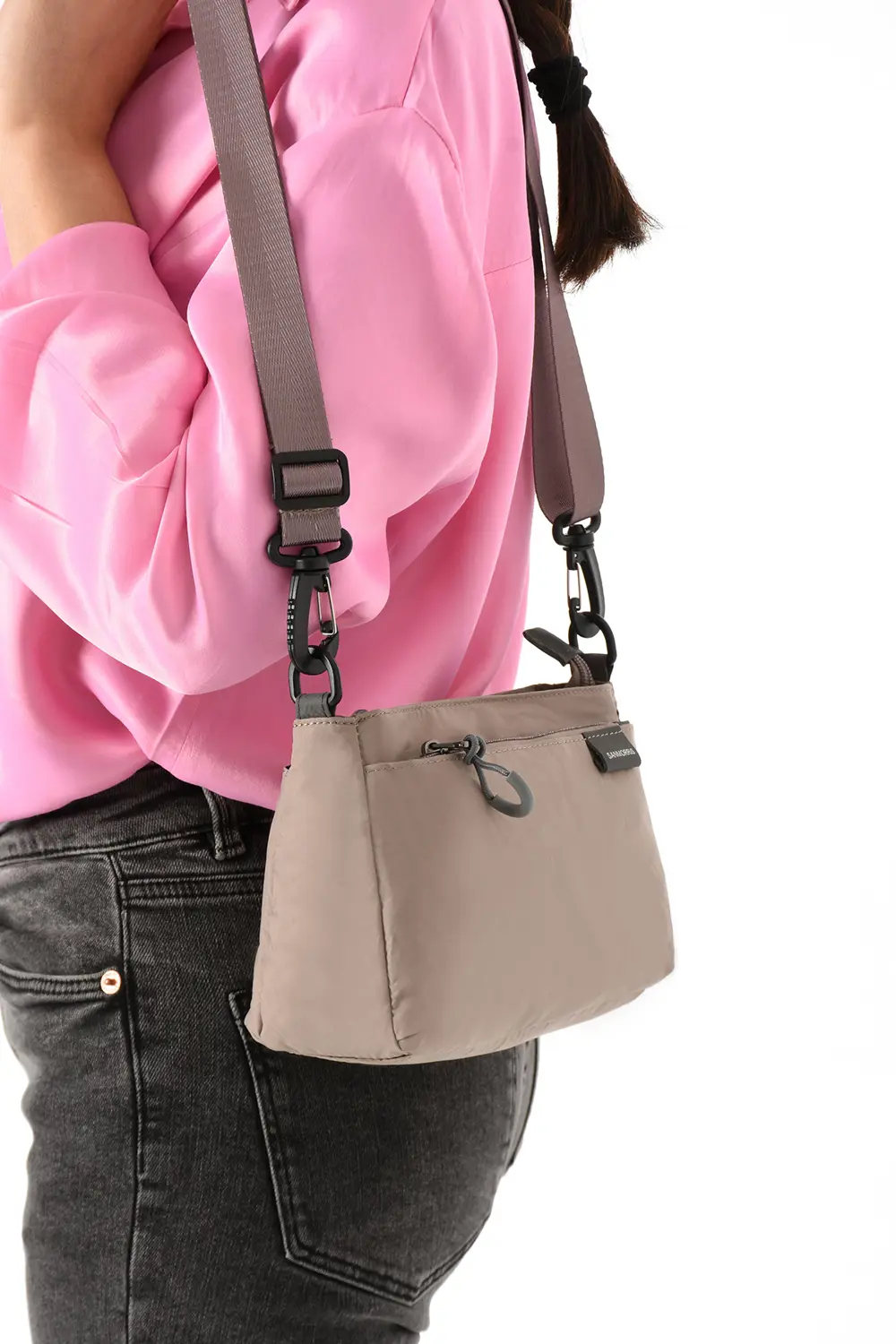 Kadın 3 Bölmeli Paraşüt Kumaş Ayarlanabilir Çapraz Askılı Çanta