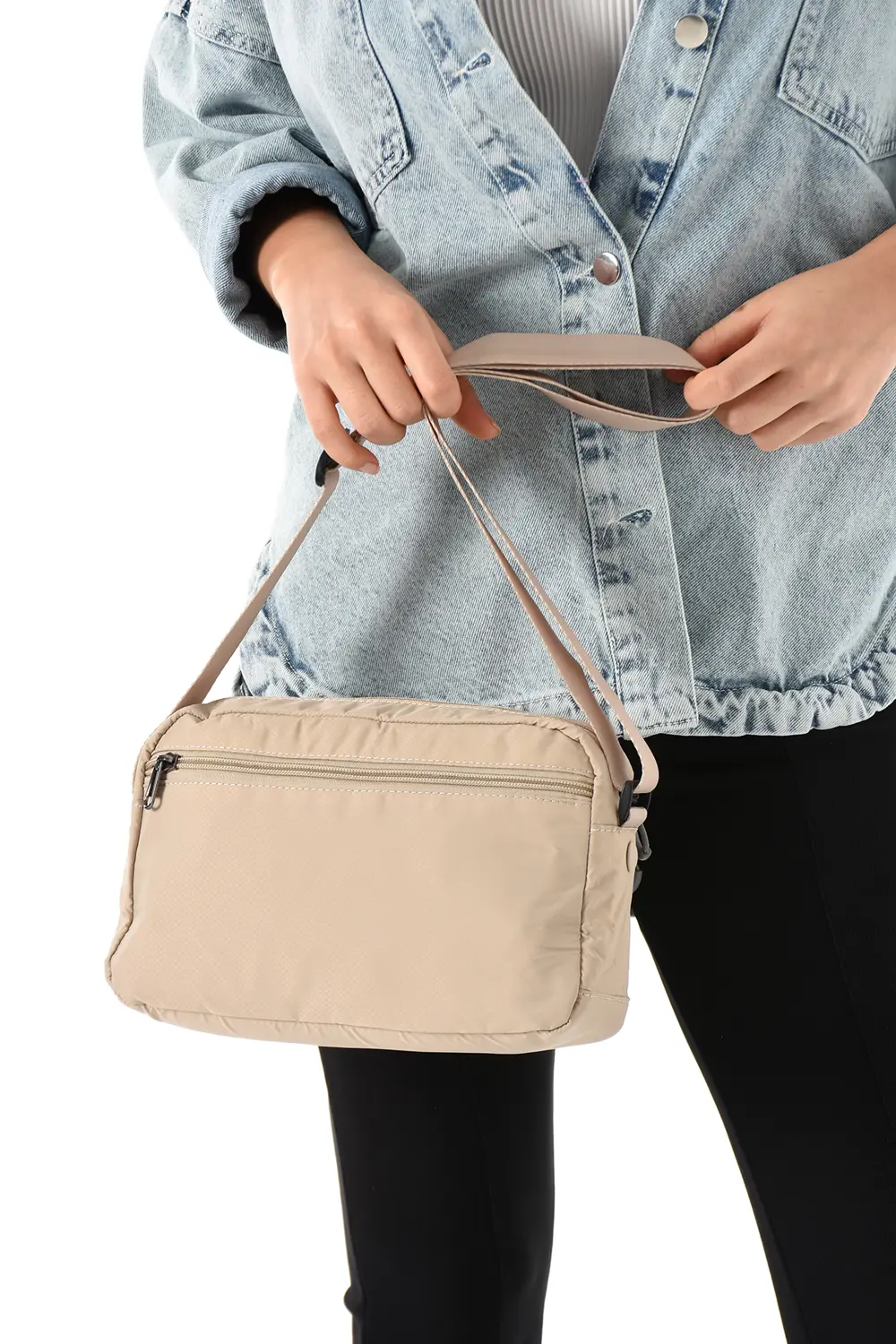 Kadın 3 Gözlü Paraşüt Kumaş Ayarlanabilir Çapraz Askılı Çanta