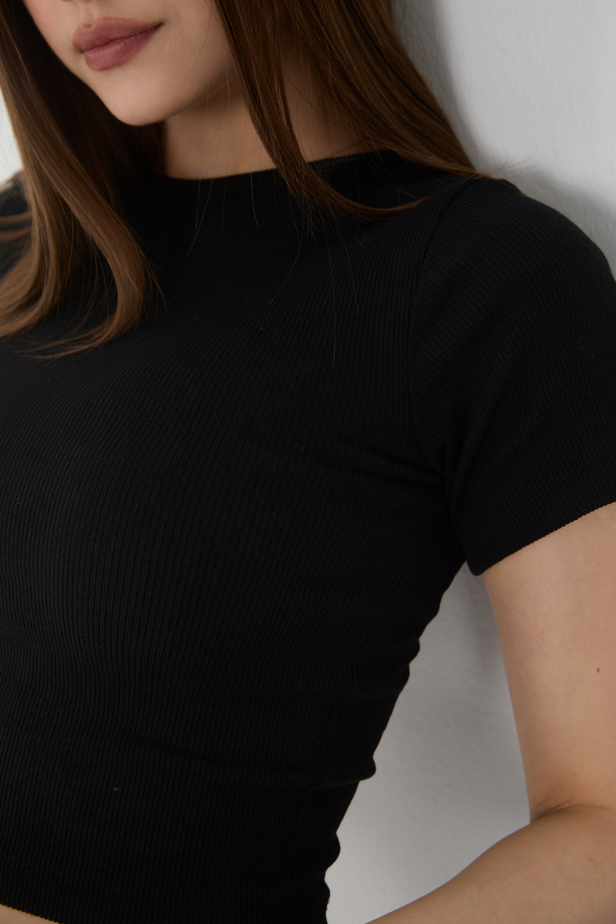 Kadın 3 Lü Adet Fitilli Pamuklu Bisiklet Yaka Örme Kaşkorse Crop 