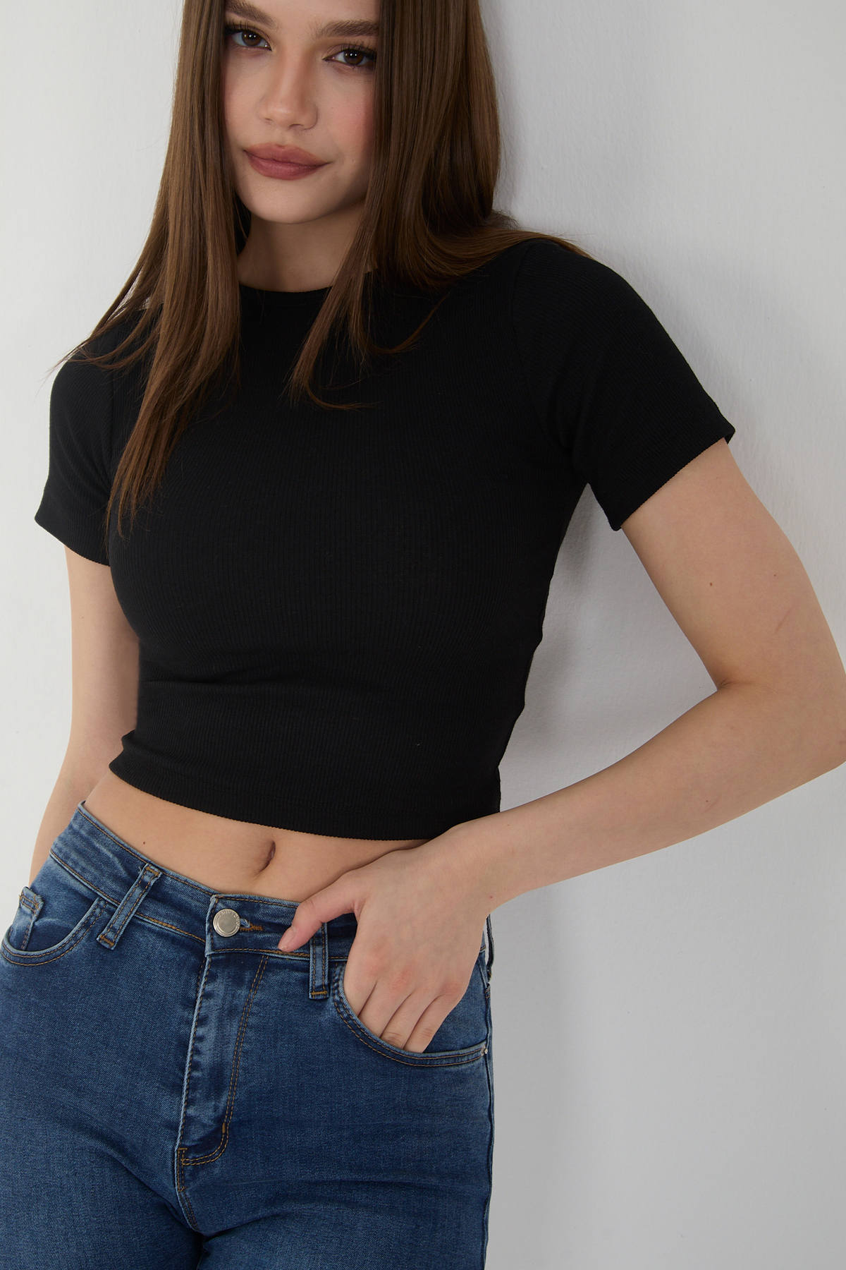 Kadın 3 lü Kısa Kollu Fitilli Bisiklet Yaka  %100 Pamuklu Örme Ka