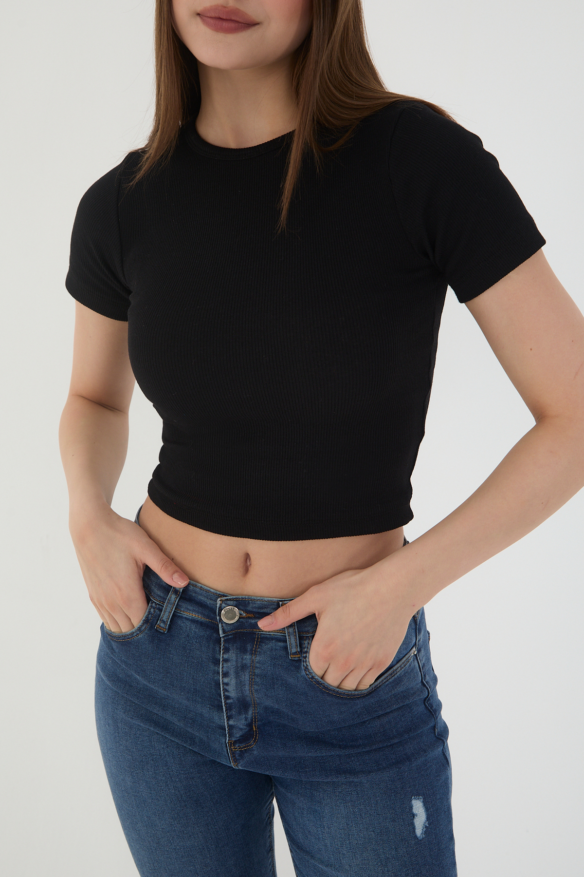 Kadın 3 Lü Takım Yazlık Crop T-Shirt Bluz