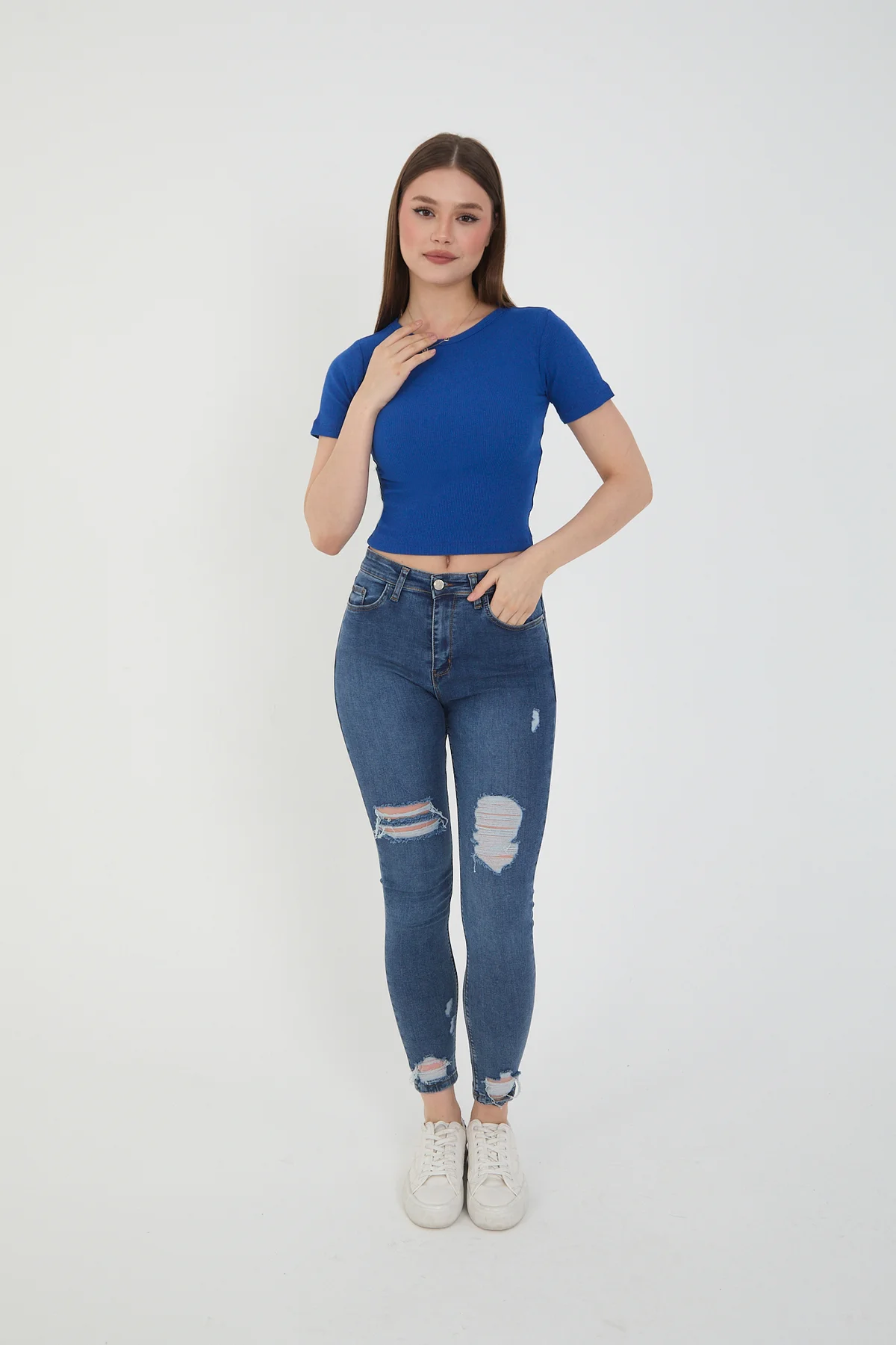 Kadın 3 Lü Takım Yazlık Crop T-Shirt Bluz Kadın 3 Lü Takım Yazlık Crop T-Shirt Bluz - Görsel 7