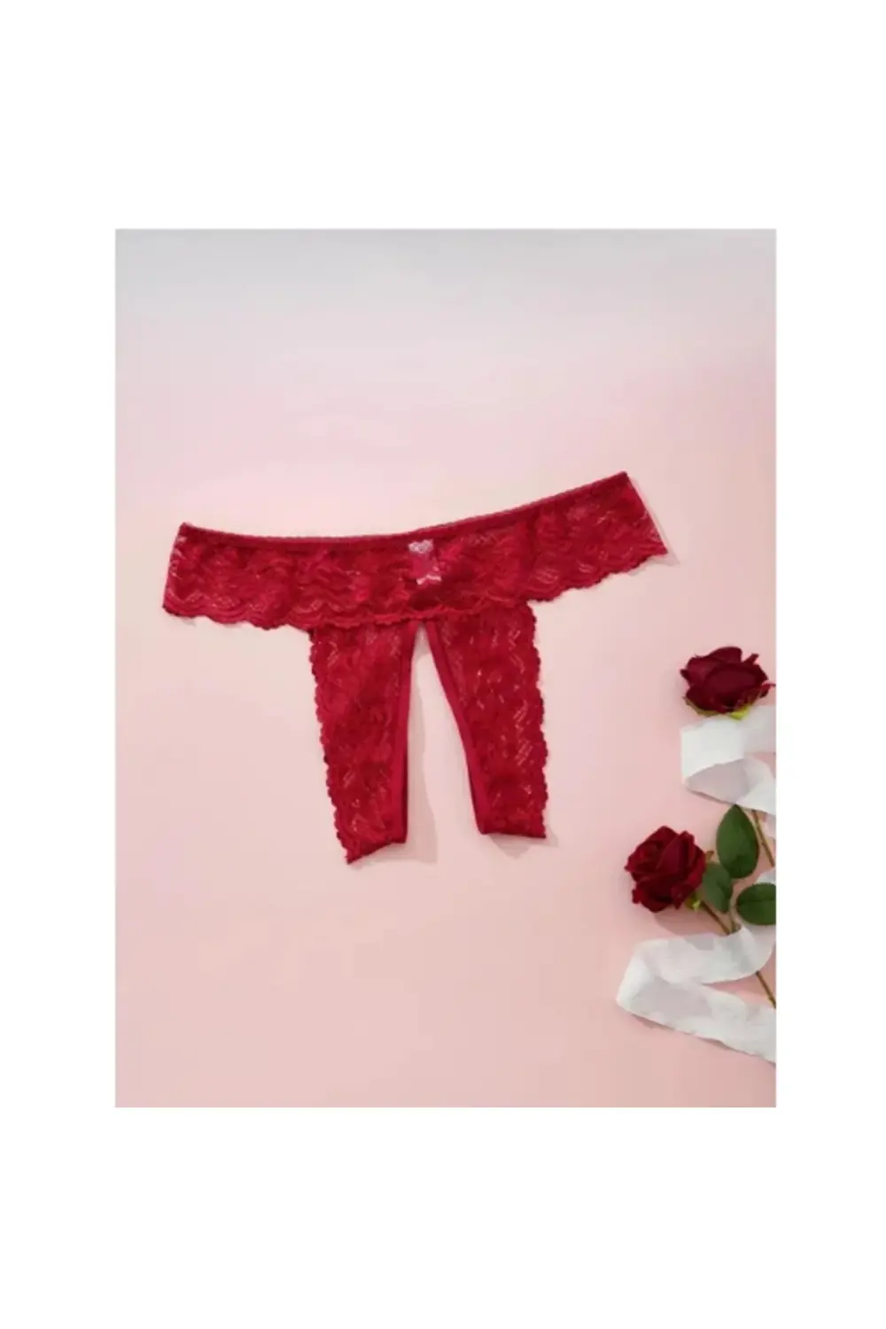 Kadın 3'lü Özel Bölgeleri Açık Dantelli Tanga seti