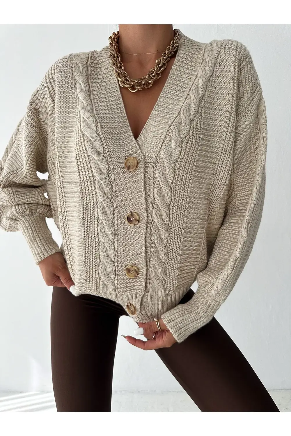 Fiolin Kadın 4 Düğmeli Triko Hırka