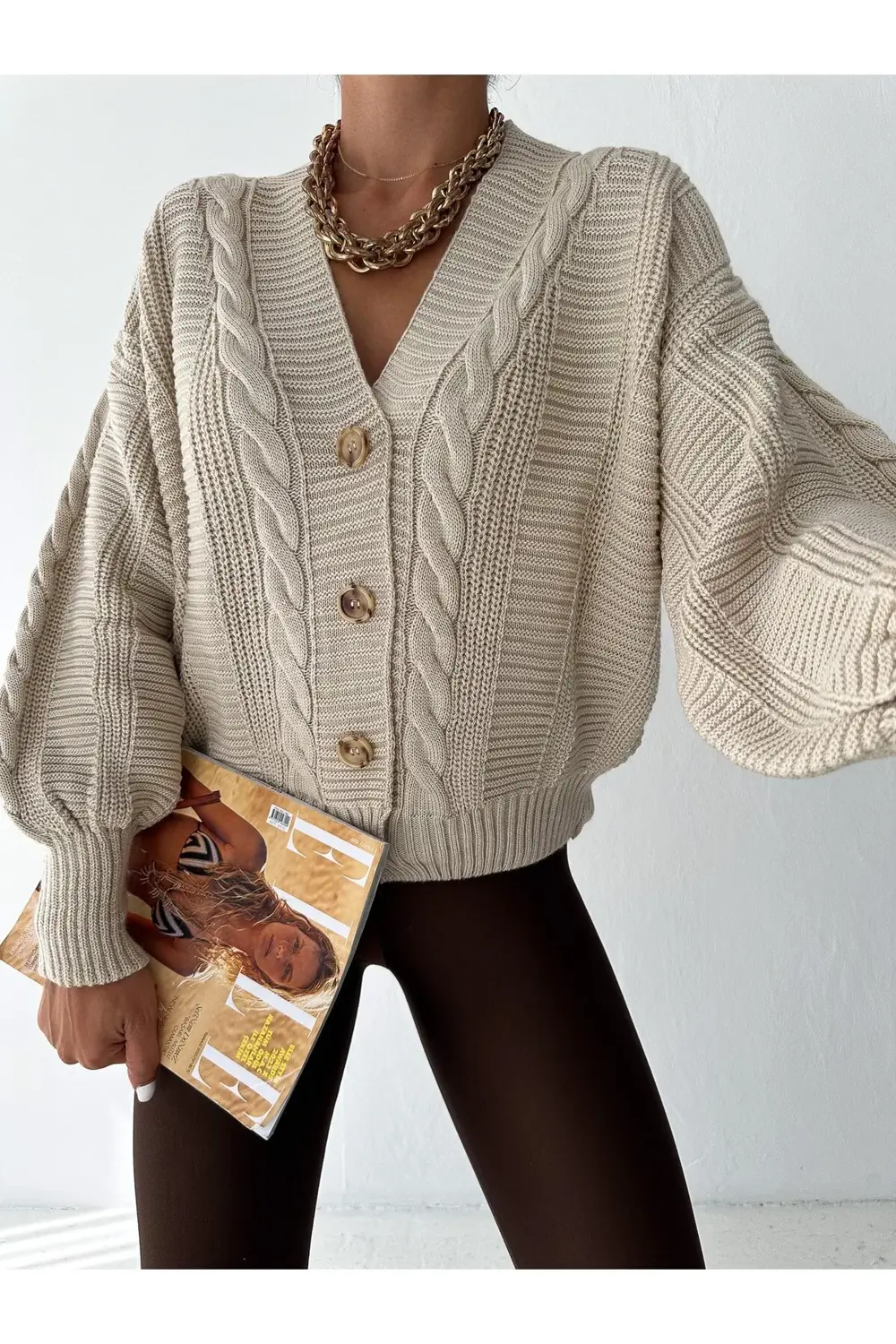 Kadın 4 Düğmeli Triko Hırka