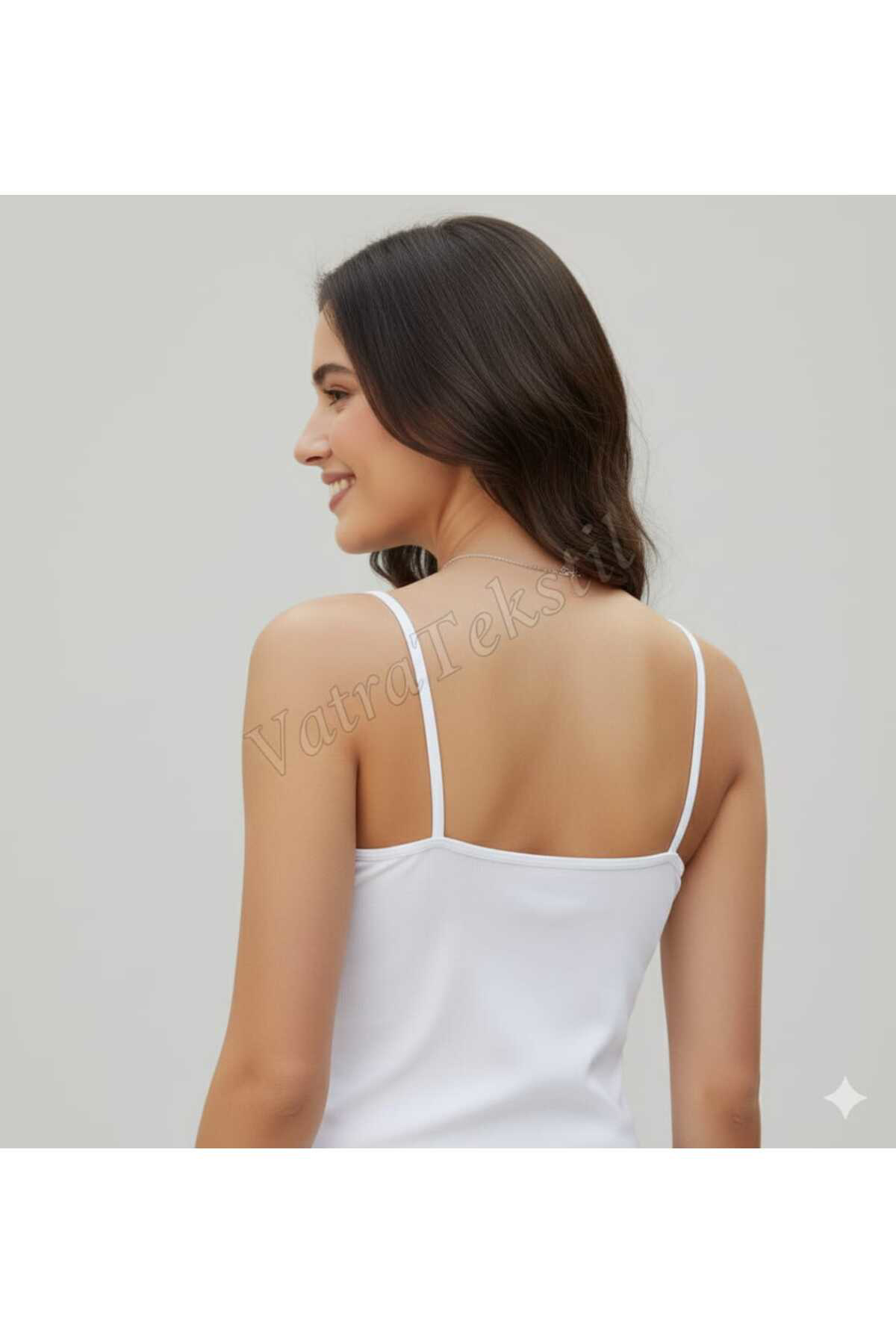 Kadın 6 Adet %100 Pamuk Ip Askılı Ince Beyaz Kadın Atlet -  0135