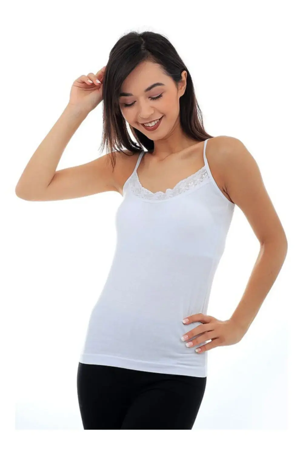 Kadın 6019 Ip Askılı Ince Dantelli Bayan Atlet