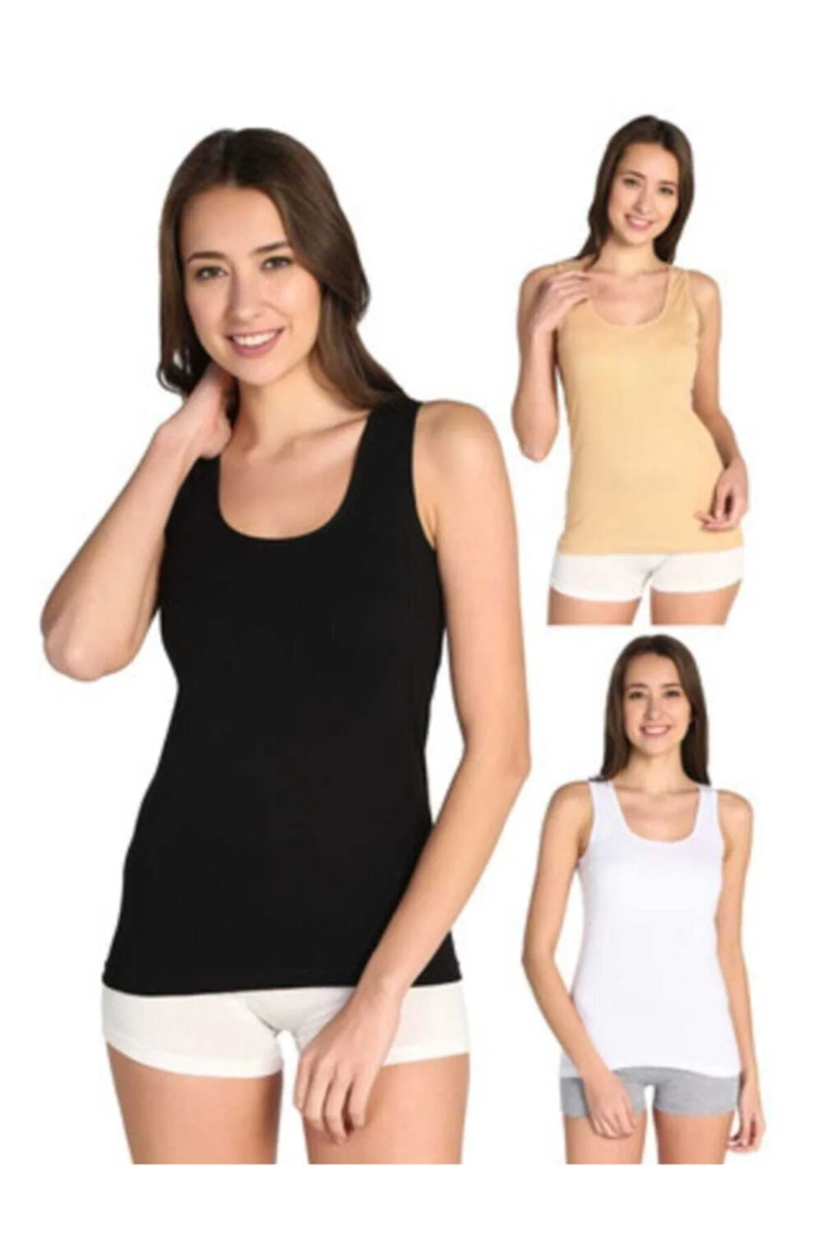 Kadın 6"lı Karışık Renk Pamuklu Likralı Kalın Askılı Lı Body Atlet Tekli Ambalaj 2127 Kadın 6"lı Karışık Renk Pamuklu Likralı Kalın Askılı Lı Body Atlet Tekli Ambalaj 2127