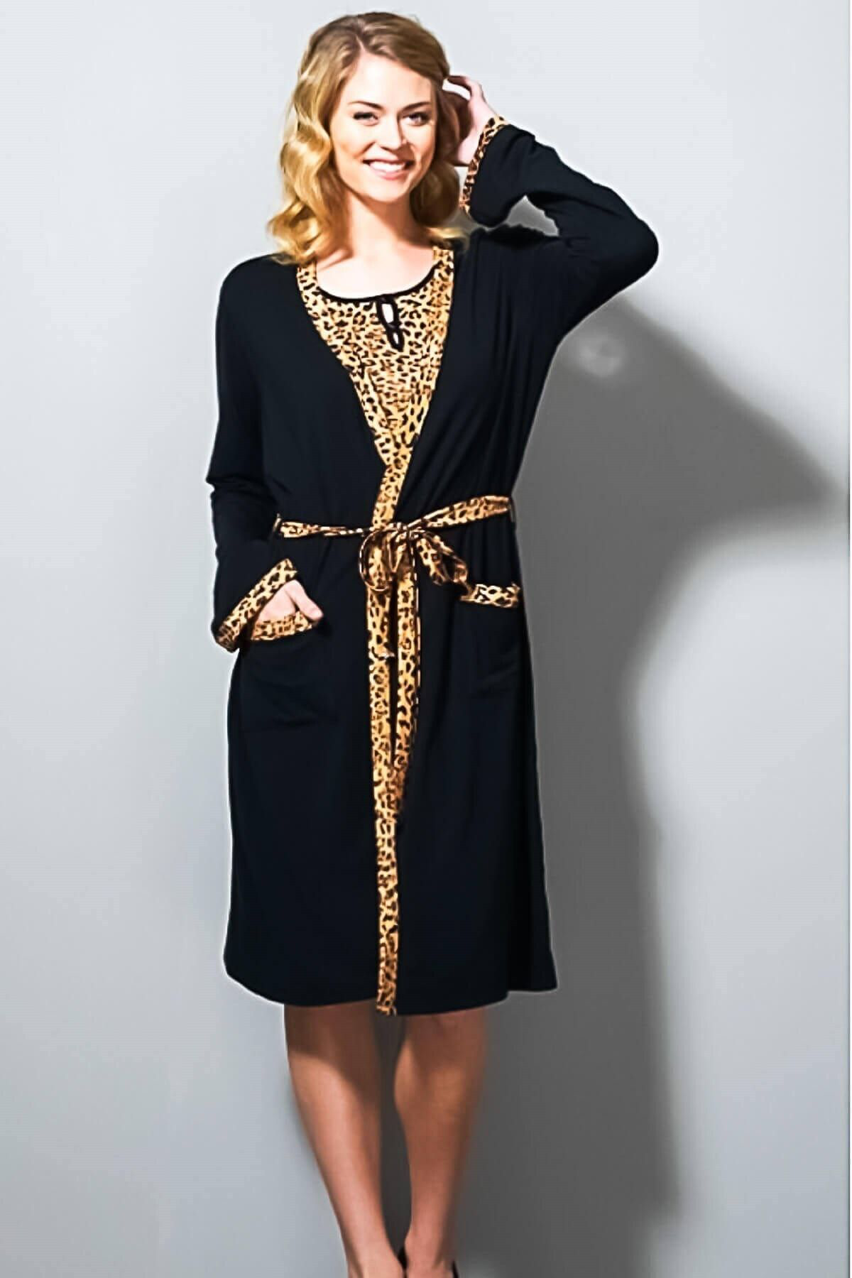 Blackspade Kadın %94 Modal Leopar Desenli Sabahlık