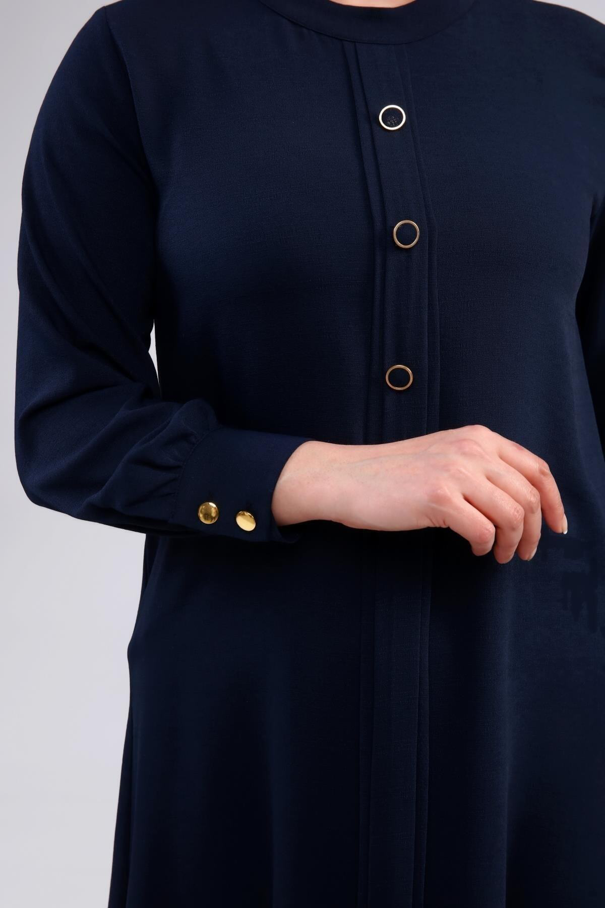 Ferace Kadin Anne Buyuk Beden Tesettur Tunik Düğmeli Ayrobin Kumaş