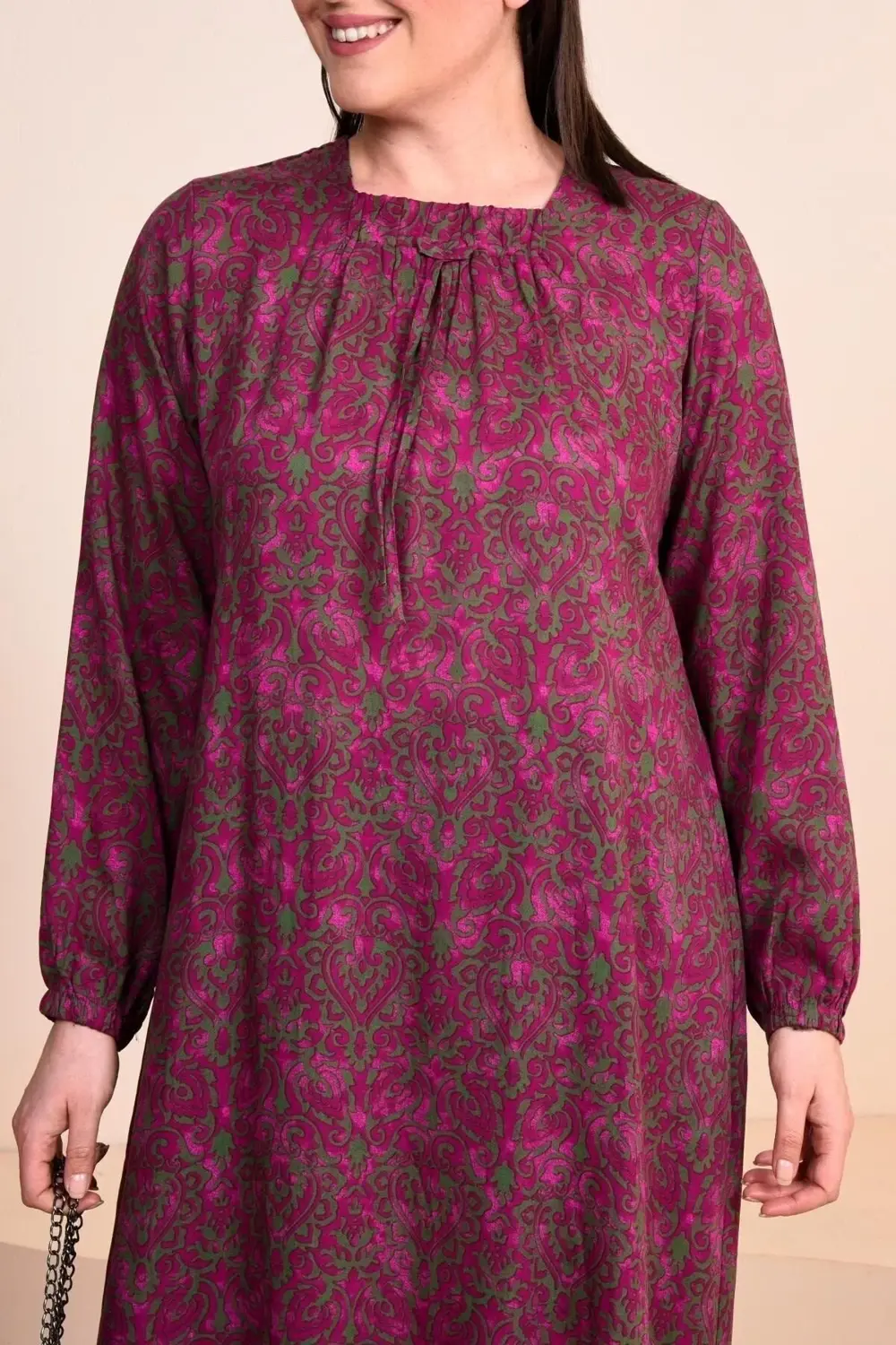 Kadin Anne Buyuk Beden Elbise Cicekli Tesettur Giyim