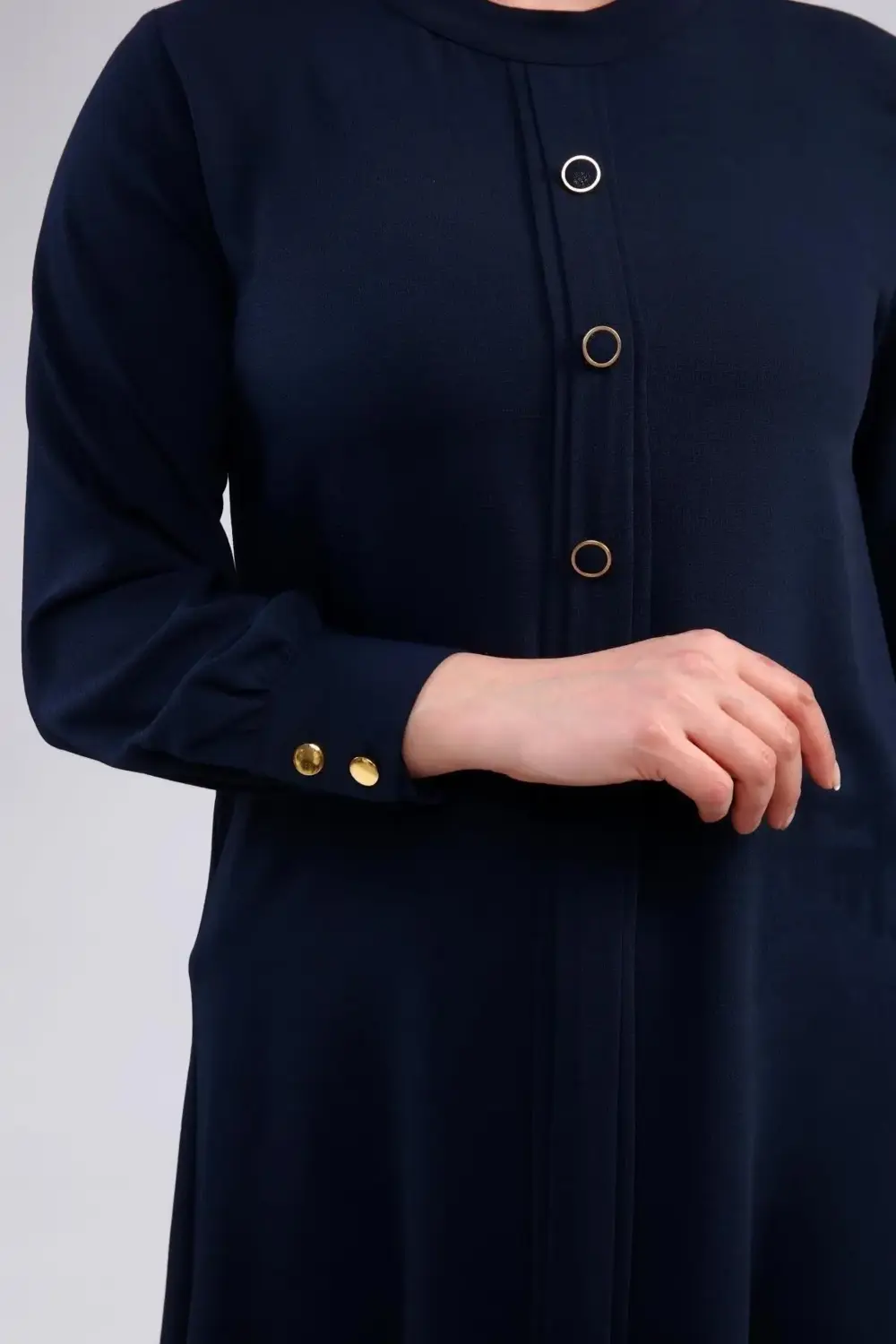 Kadin Anne Buyuk Beden Tesettur Tunik Düğmeli Ayrobin Kumaş