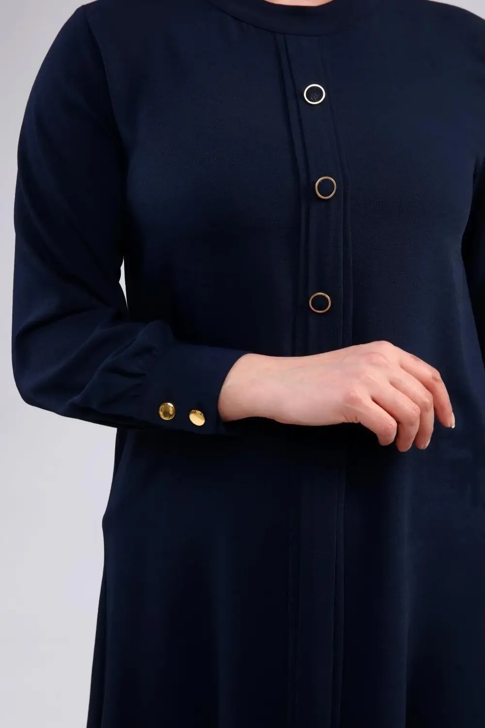 Kadin Anne Buyuk Beden Tesettur Tunik Düğmeli Ayrobin Kumaş