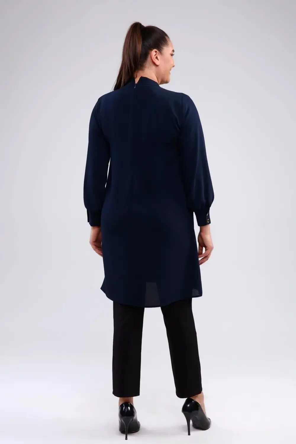 Kadin Anne Buyuk Beden Tesettur Tunik Düğmeli Ayrobin Kumaş