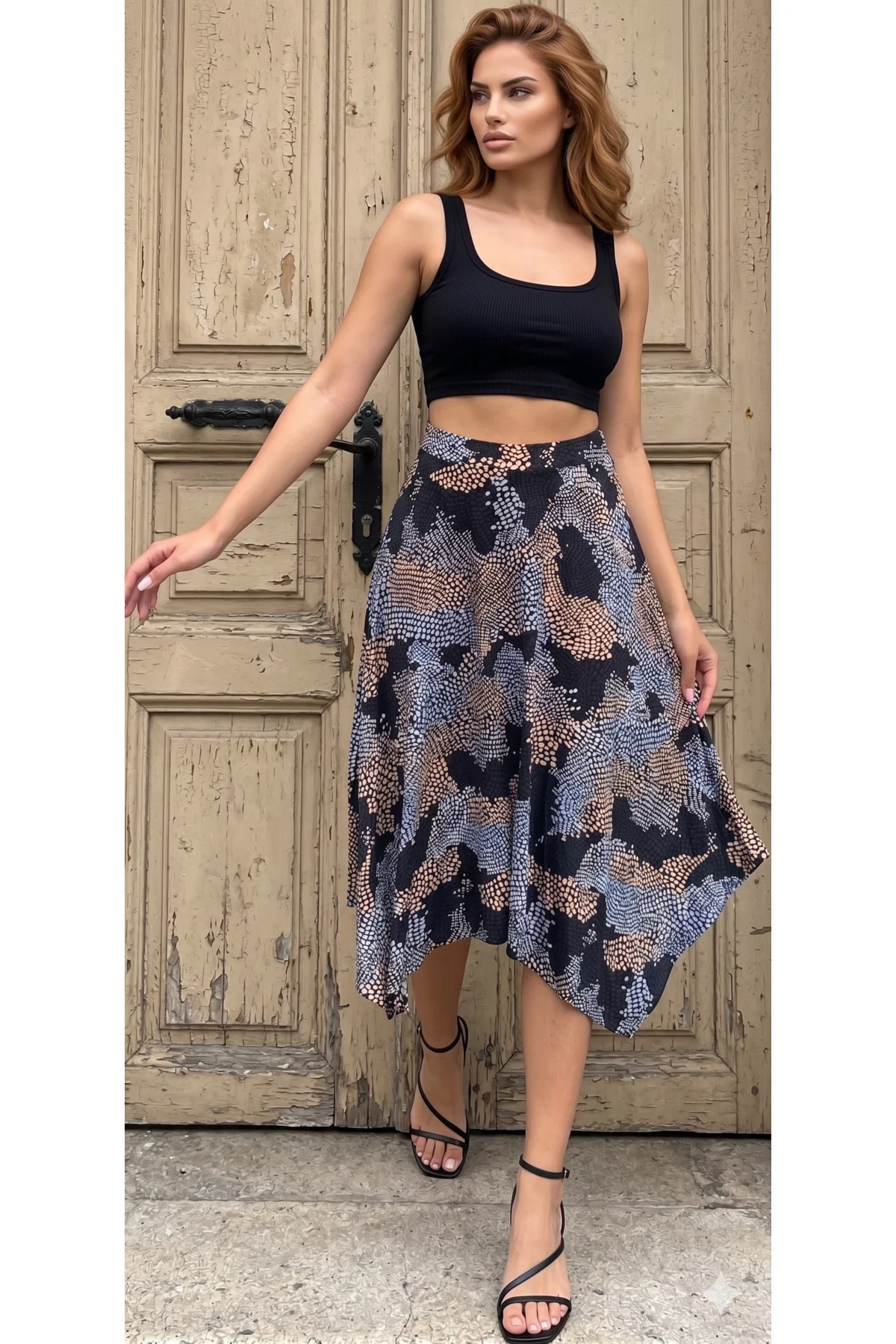 Kadın Asimetrik Kesim, Bohem Tarz Etek 3242160