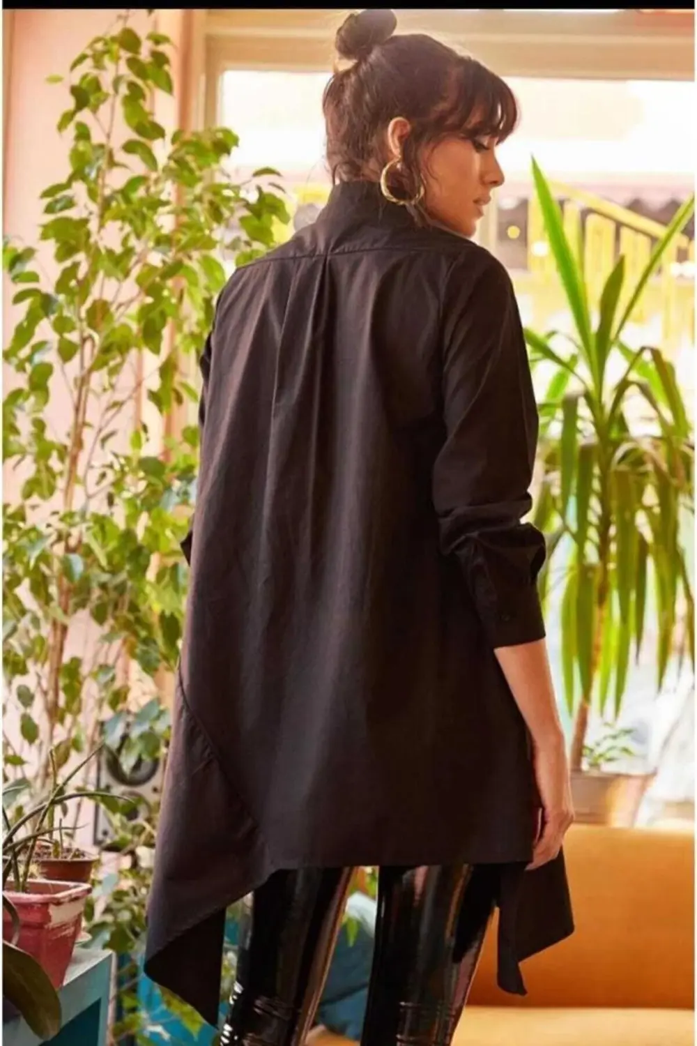 Kadın Asimetrik Tesettüre Uygun Uzun Terikoton Turuncu Tunik Göml