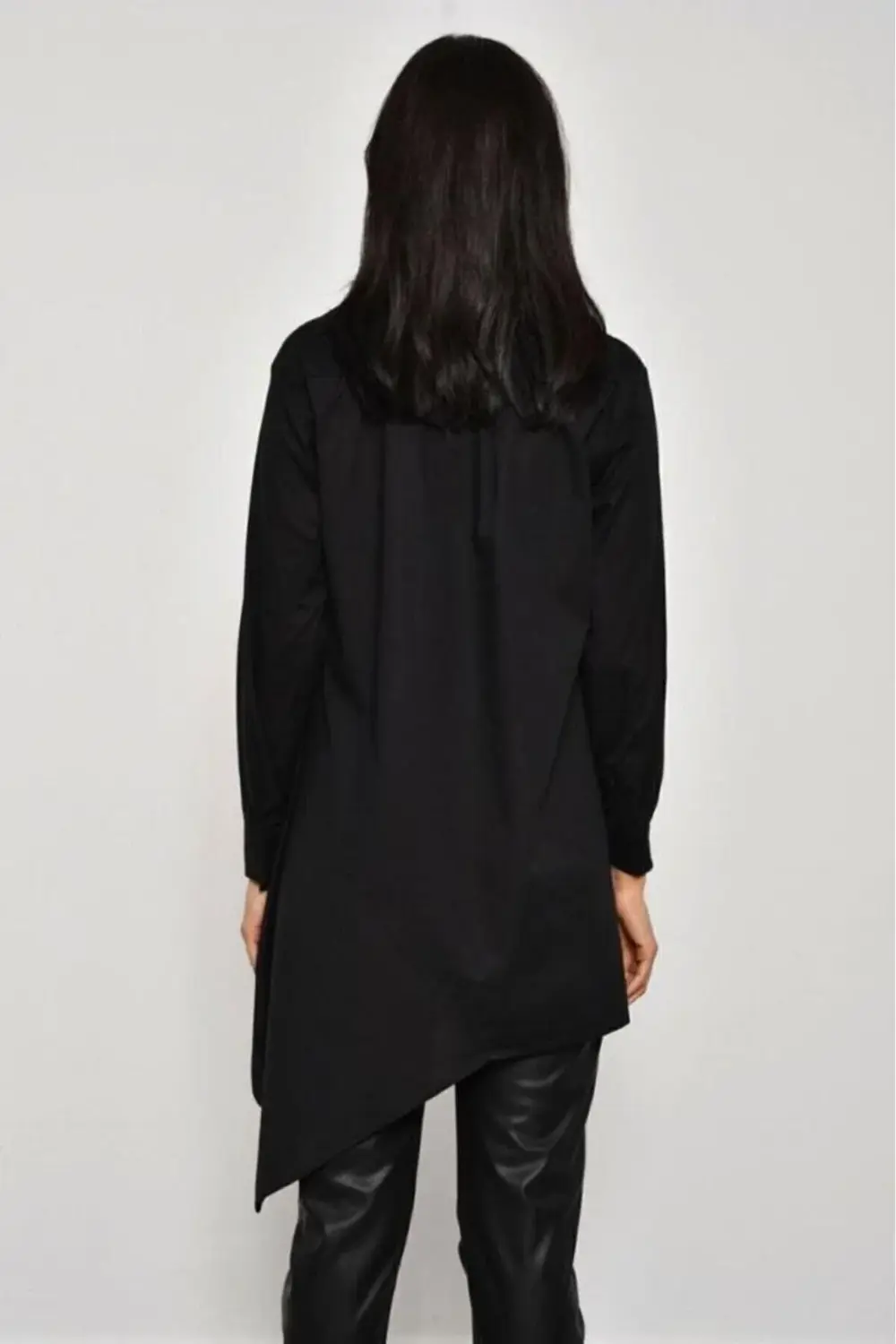 Kadın Asimetrik Tesettüre Uygun Uzun Terikoton Turuncu Tunik Göml