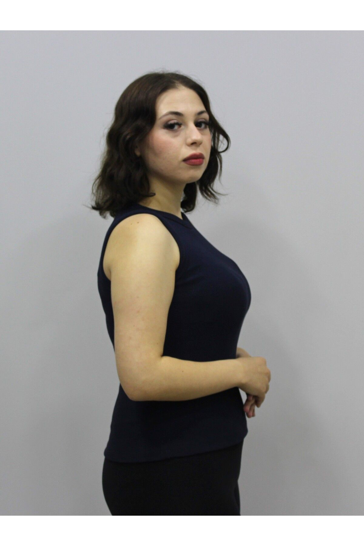 Kadın Askılı Bluz, Kaşkorse Kolsuz Bluz