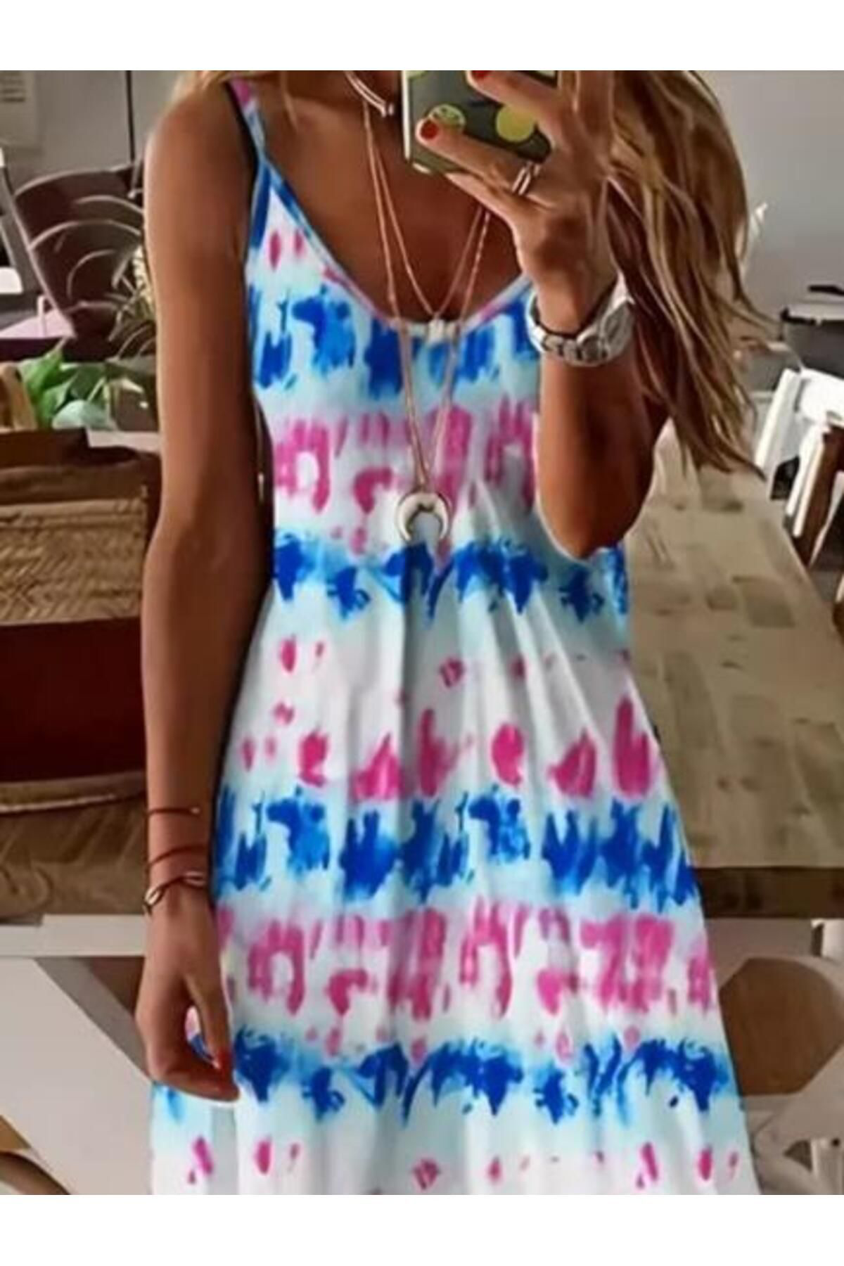 Kadın Askılı Tam Boy Süprem Elbise