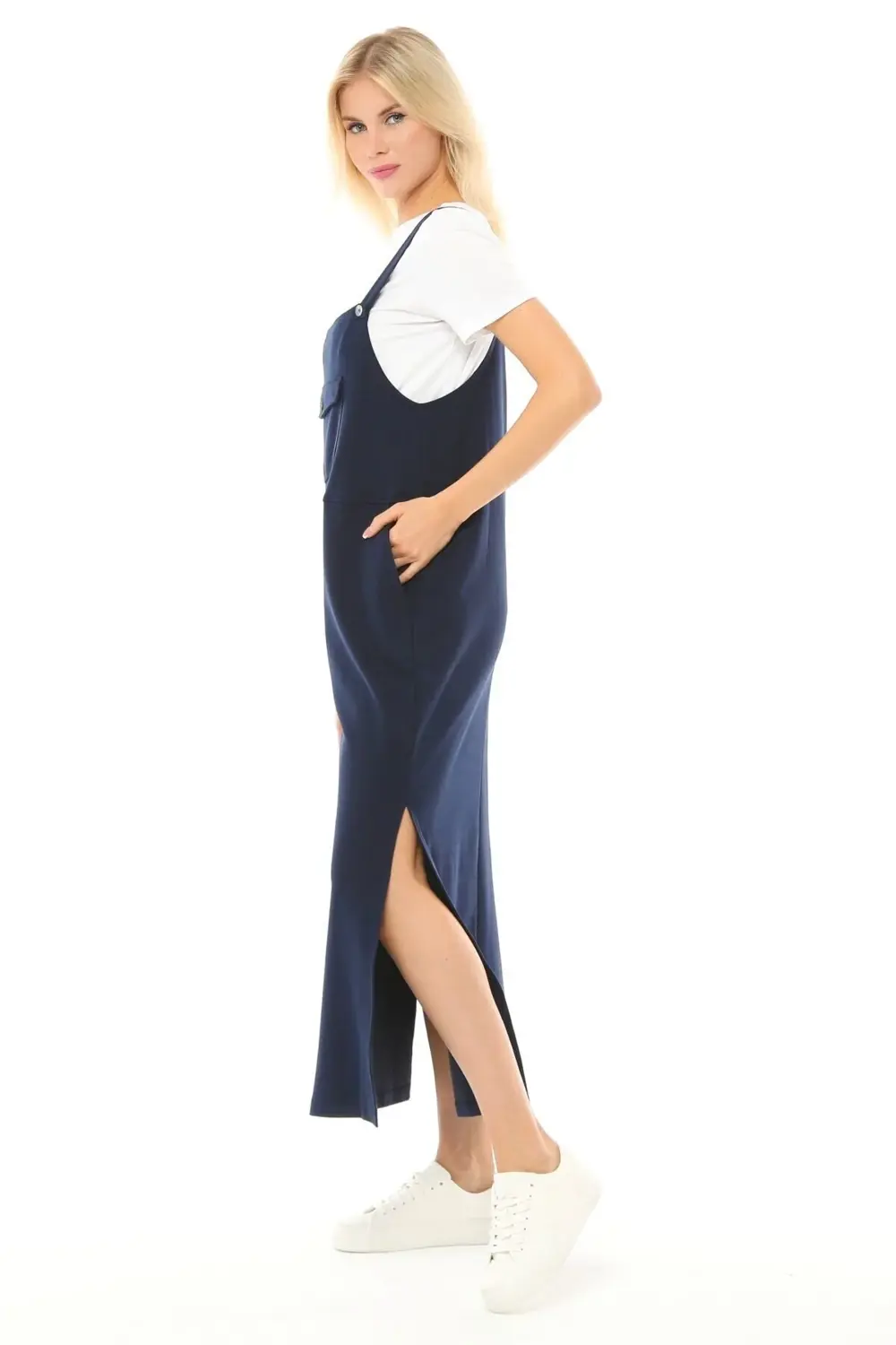 Kadın Askılı Yırtmaçlı Elbise