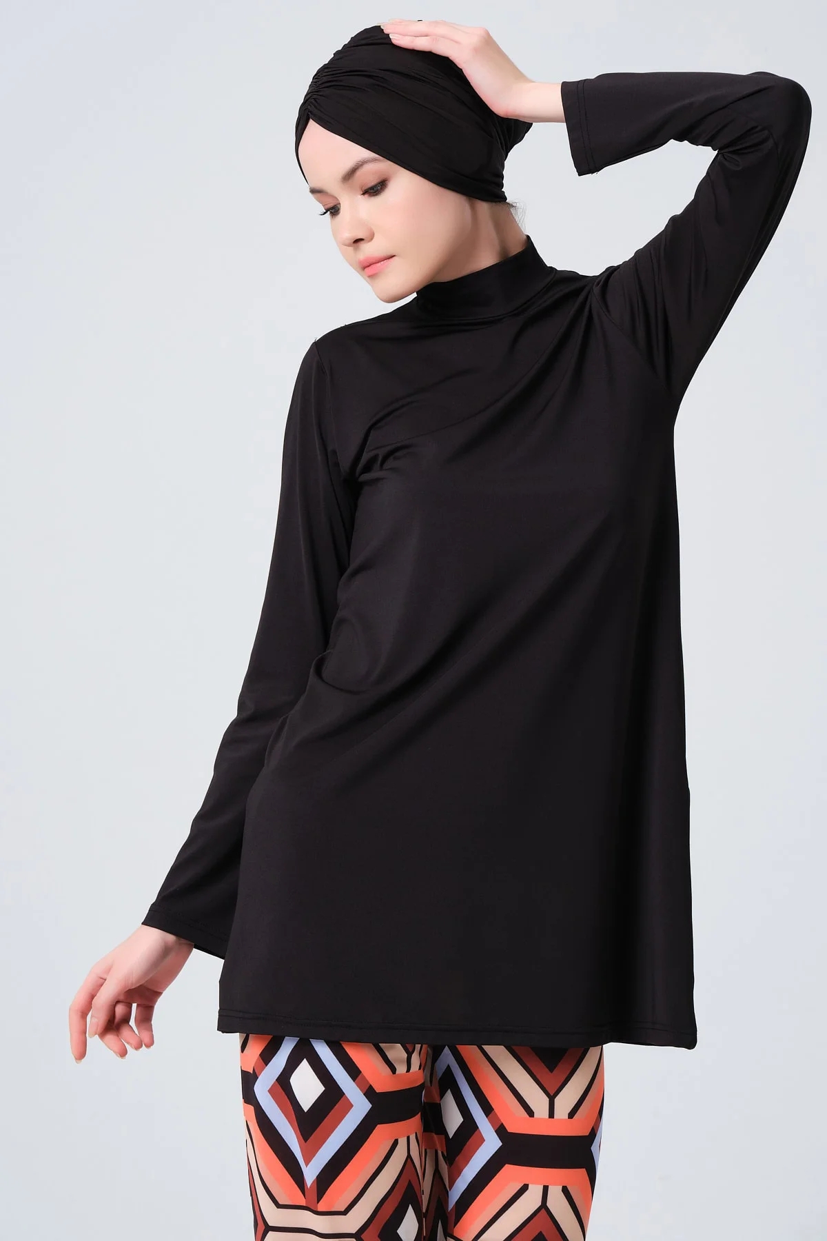 Kadın Atlas Tesettür Mayo - Siyah