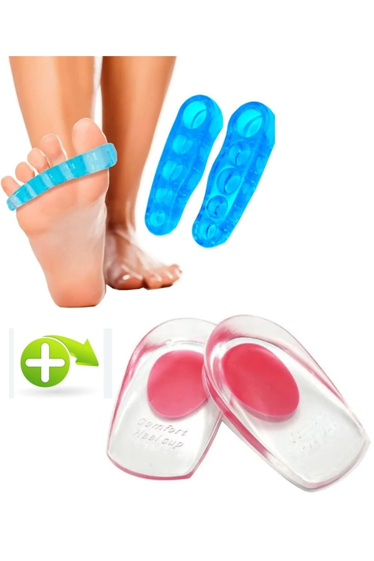 KADIN AYAK PARMAK DÜZELTİCİ - AYIRICI SİLİKON PAMPERED TOE + JEL TOPUKLUK