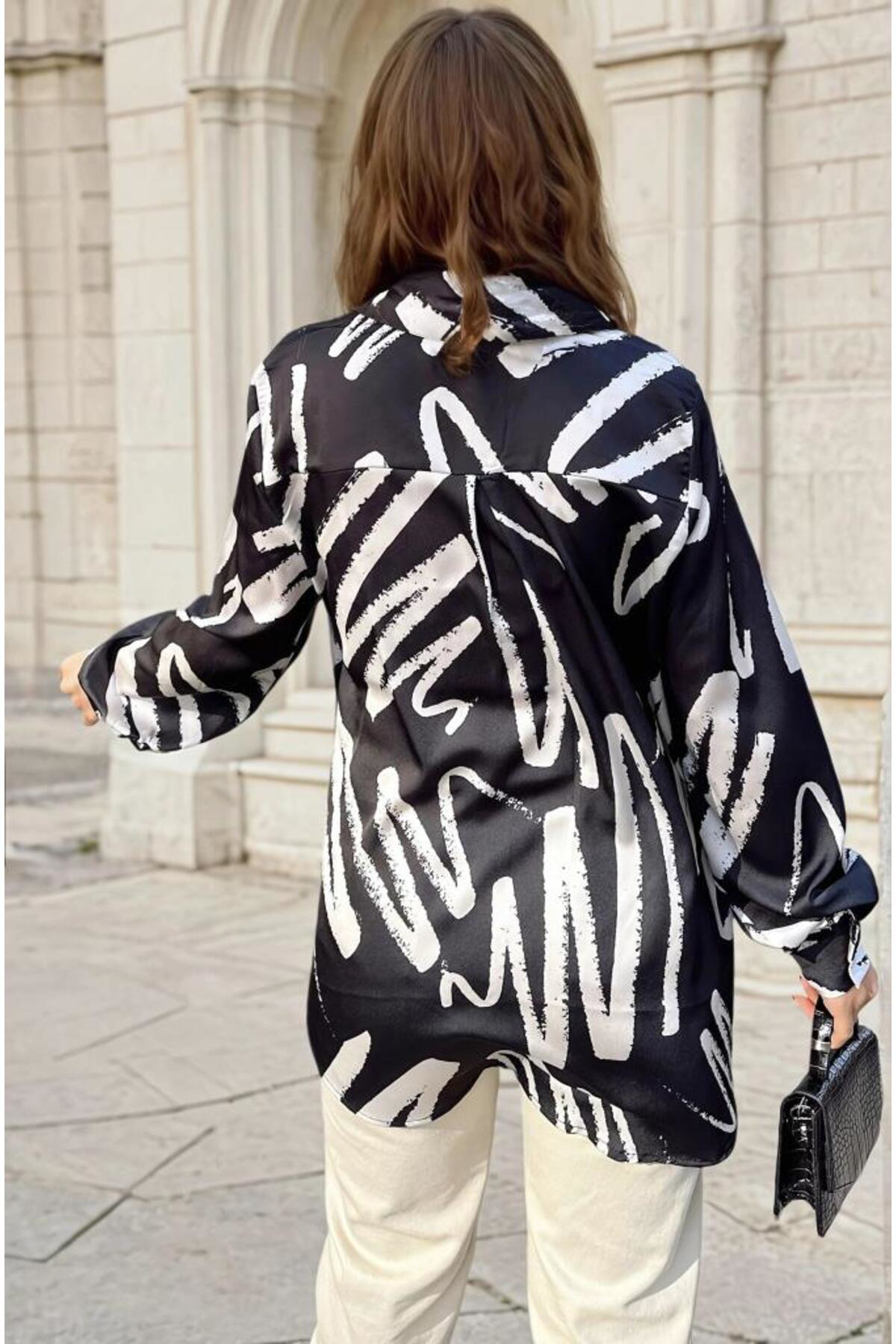 Pasaklı Giyim Kadın Balon Kol Dökümlü Uzun Tunik Gömlek 3344300