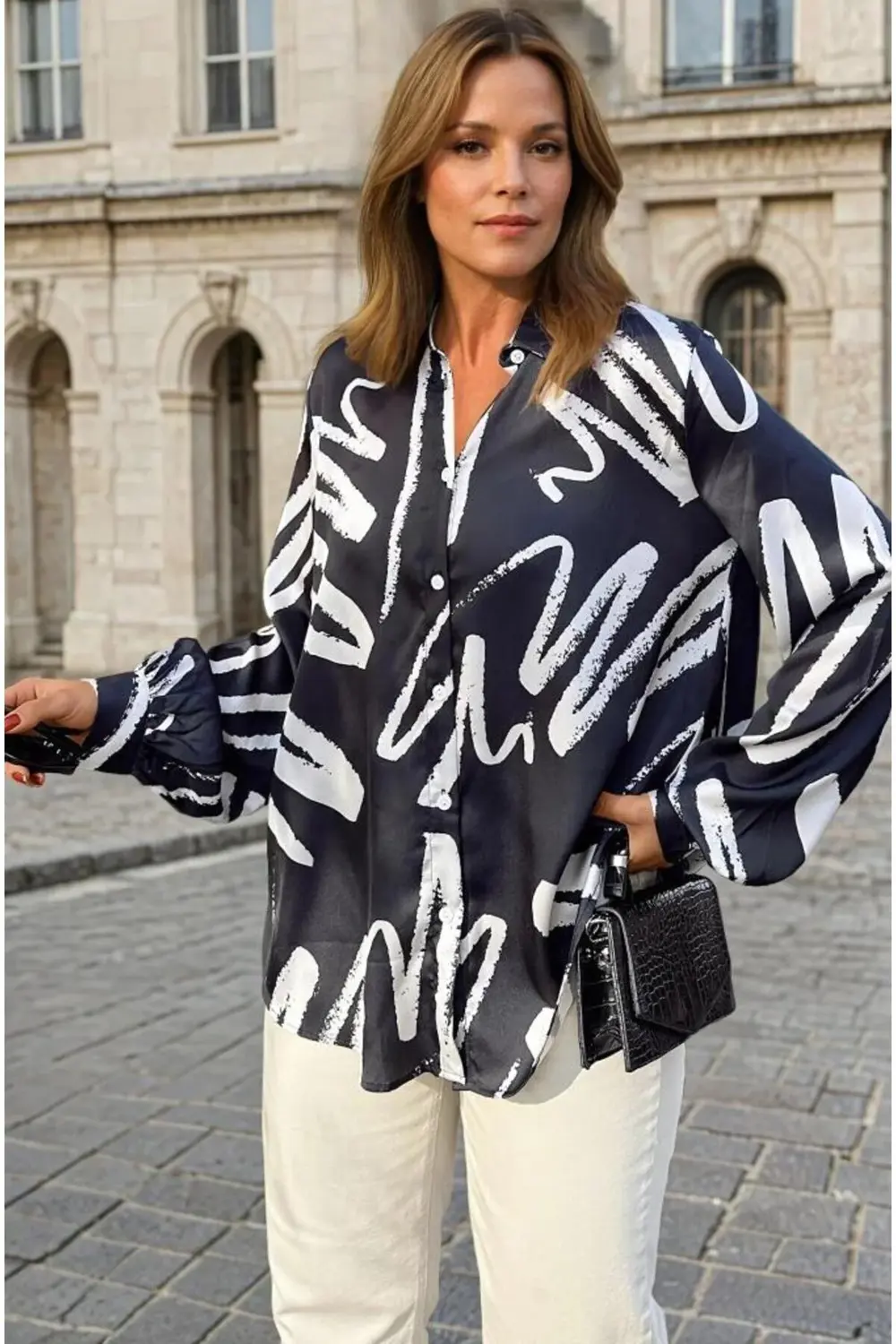 Kadın Balon Kol Dökümlü Uzun Tunik Gömlek 3344300