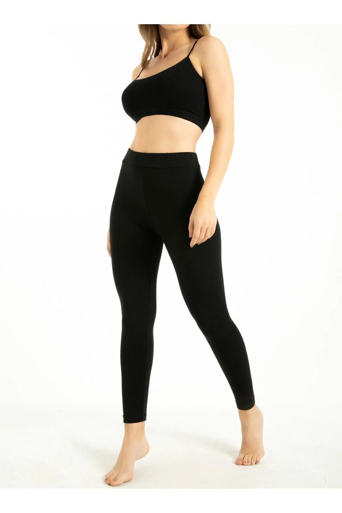 Kadın Bambu Uzun Tayt Nefes Alan Yumuşak Dokulu Slim Fit Iç Giyim Siyah