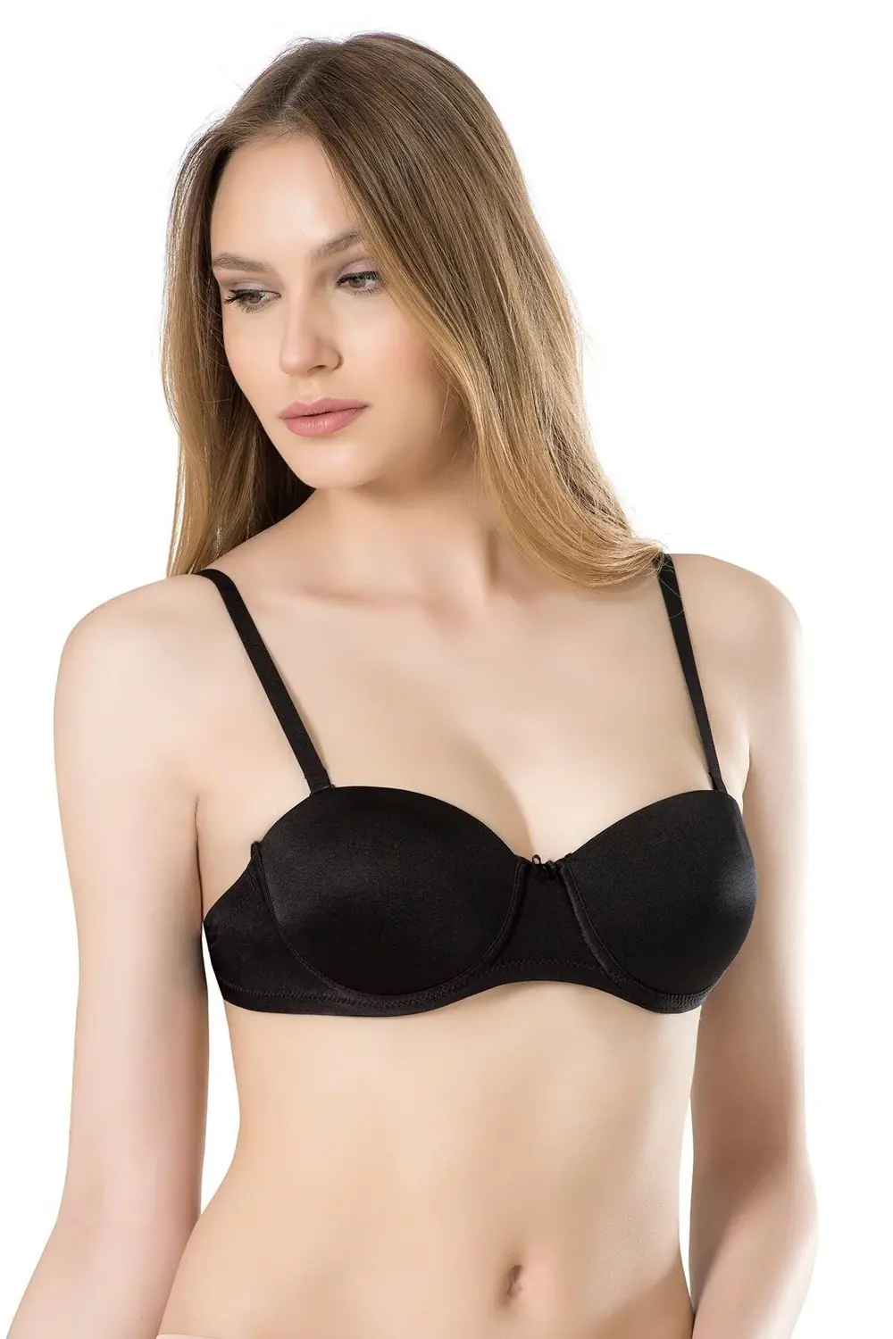 Kadın Basic Sırtı Şeffaf Dolu Cup Destekli Sütyen Siyah