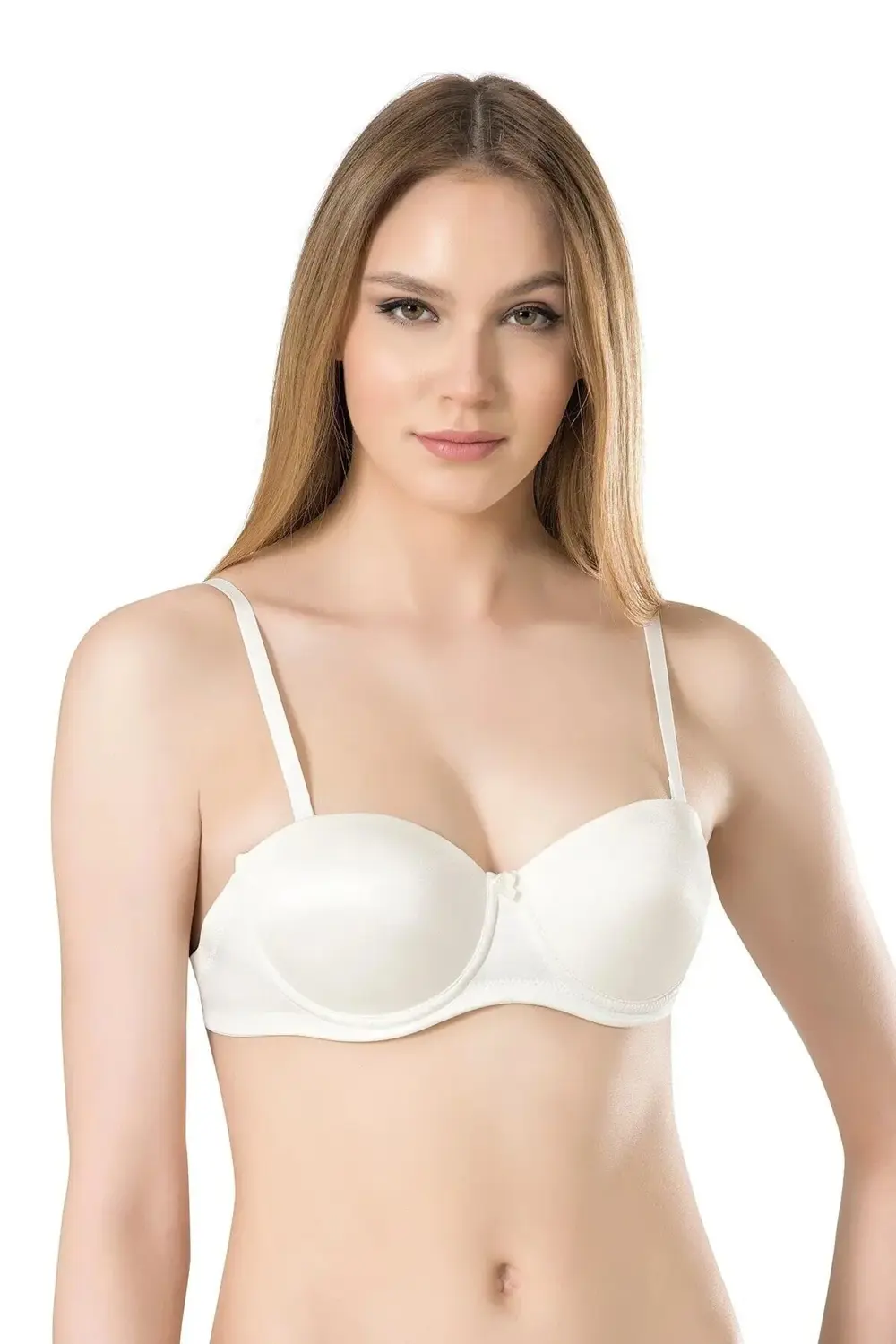 Kadın Basic Sırtı Şeffaf Dolu Cup Destekli Sütyen Ekru