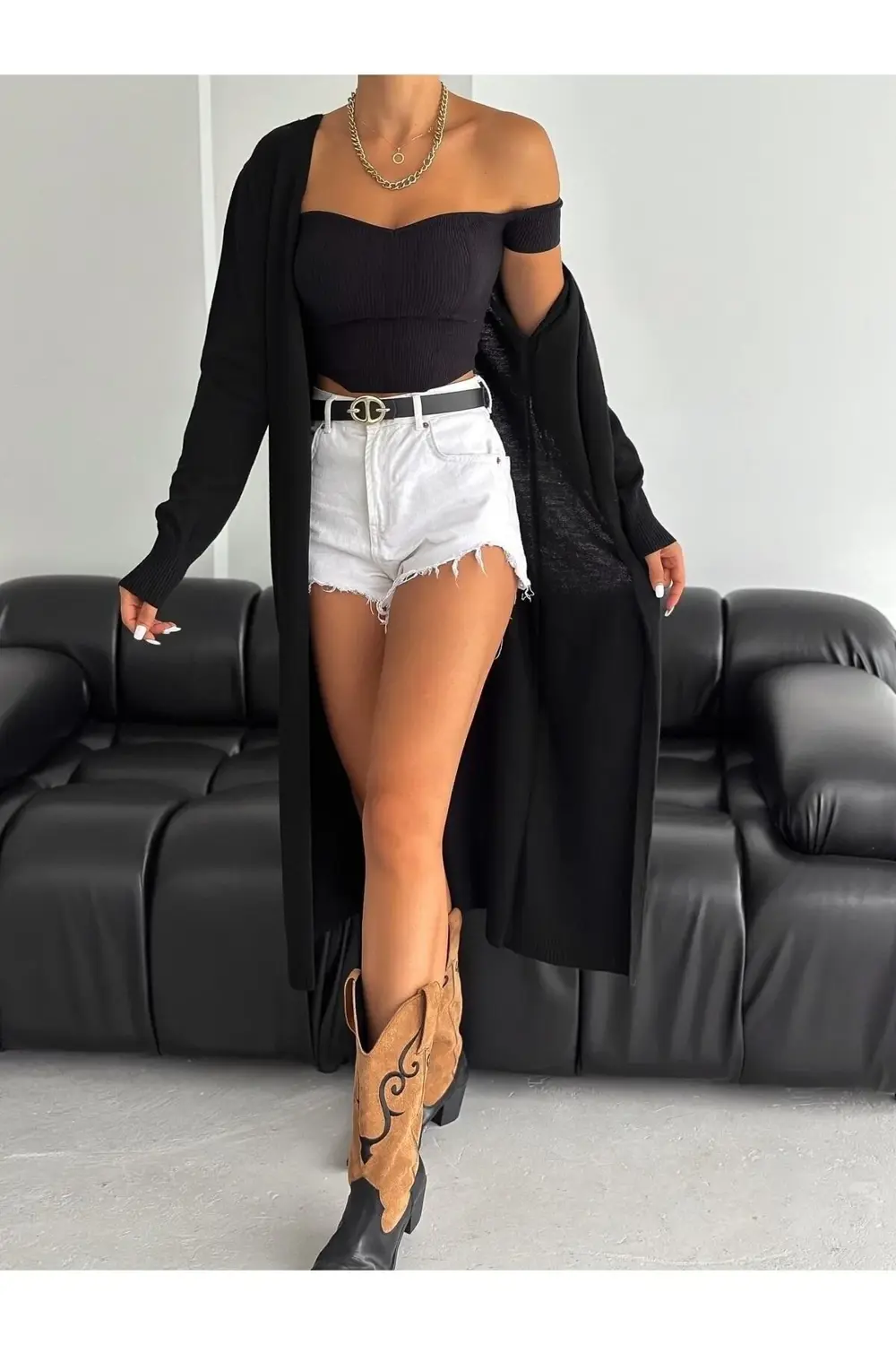 Kadın Basic Uzun Hırka