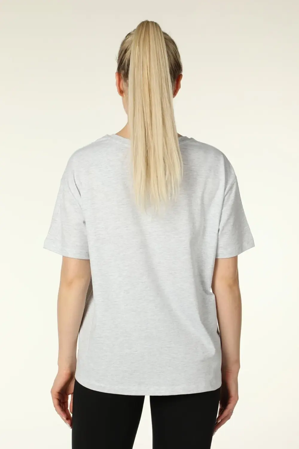 Kadın Baskılı Kısa Kollu Bisiklet Yaka Oversıze Oversıze Tişört N