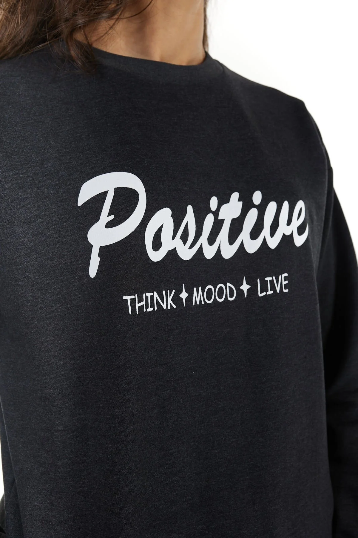 Kadın Baskılı Sweat Antrasit