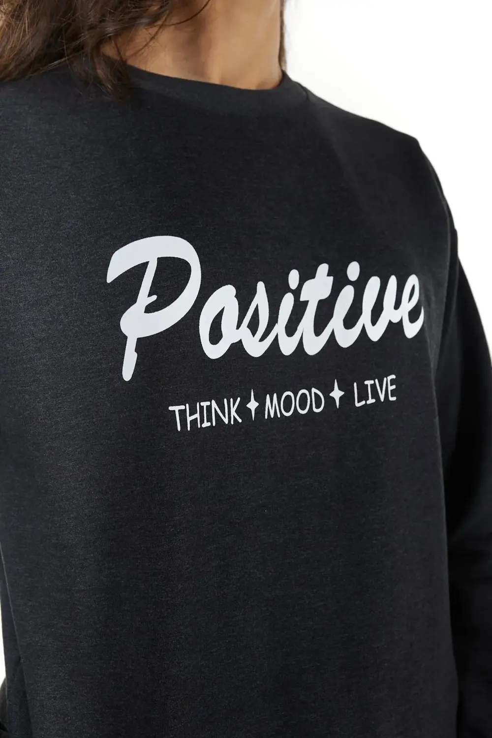 Kadın Baskılı Sweat Antrasit