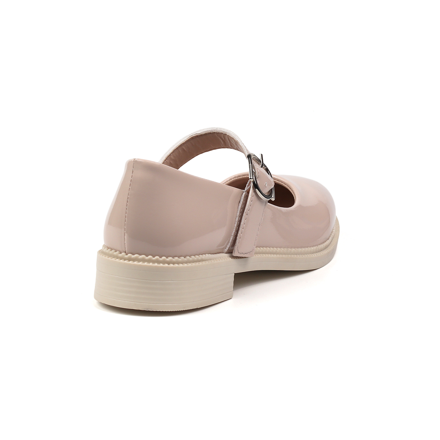 Kajila Kadın Bej Anne Ayakkabısı Tokalı Rugan Kaydırmaz Termo Taban Kısa