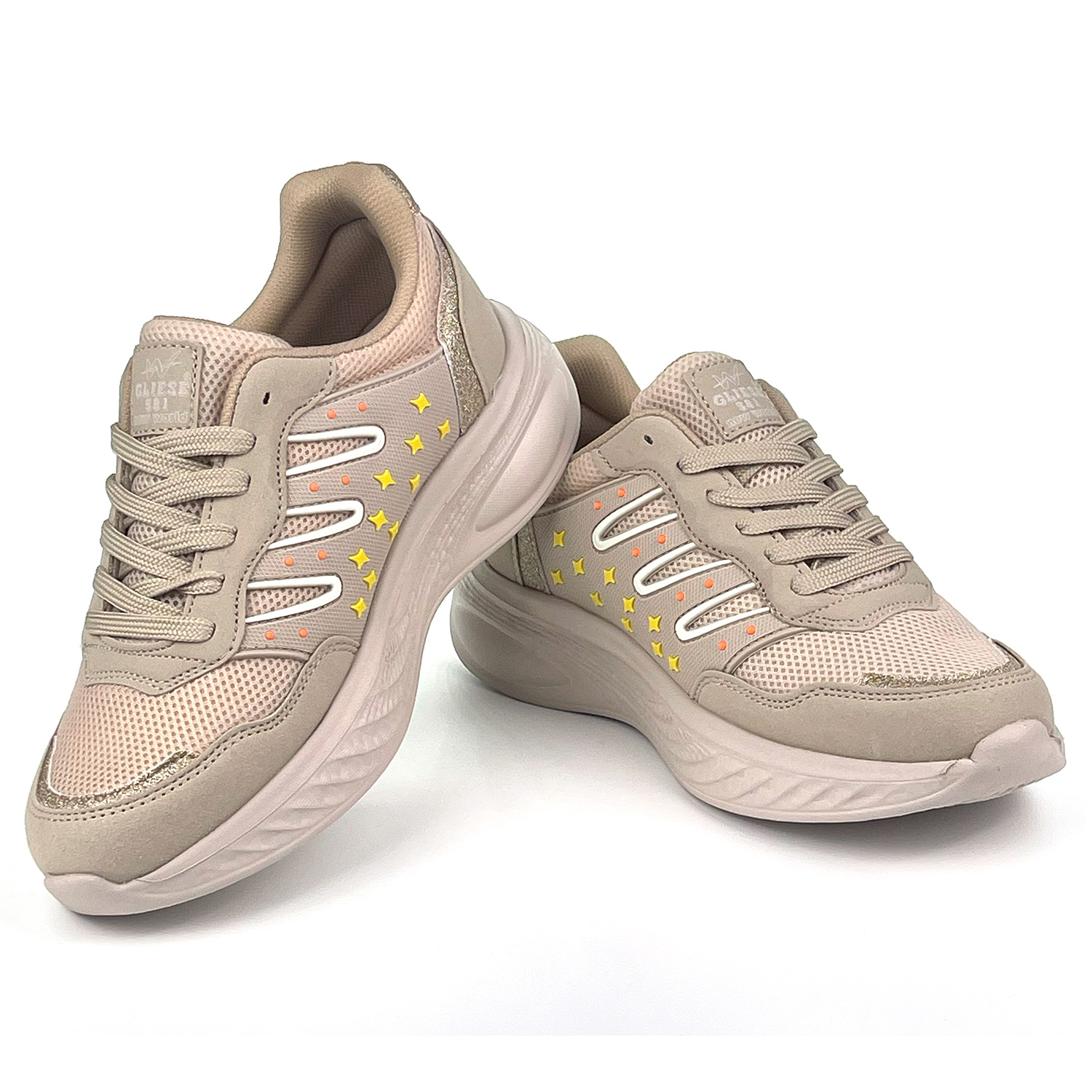 Kajila Kadın Bej Fileli Günlük Rahat Sneaker Spor Ayakkabı