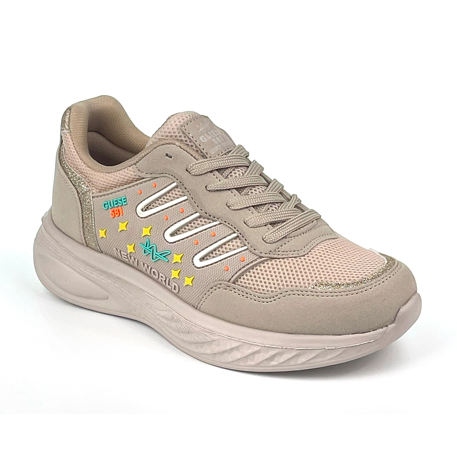 Kajila Kadın Bej Fileli Günlük Rahat Sneaker Spor Ayakkabı