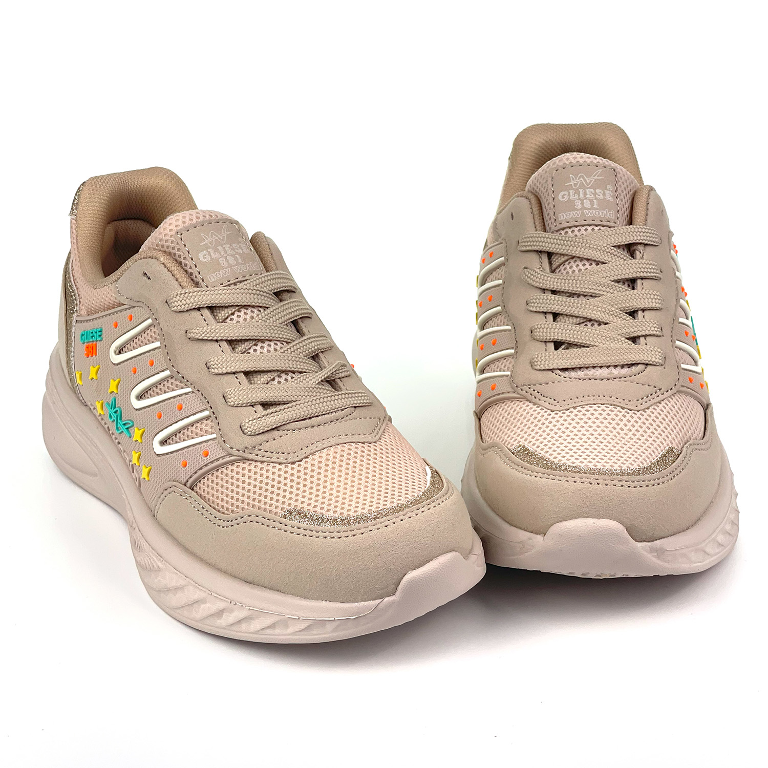 Kajila Kadın Bej Fileli Günlük Rahat Sneaker Spor Ayakkabı