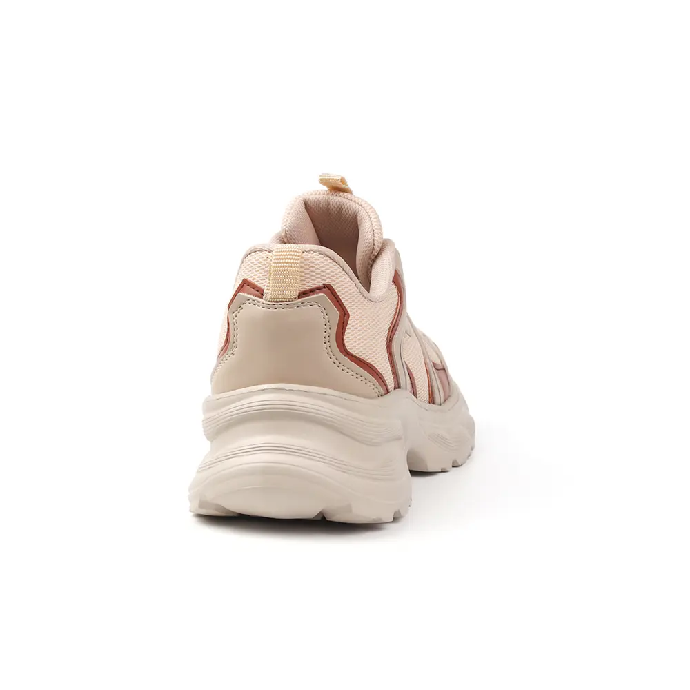 Kadın Bej Kahve Fileli Sneaker Günlük Ortopedik Spor Ayakkabı
