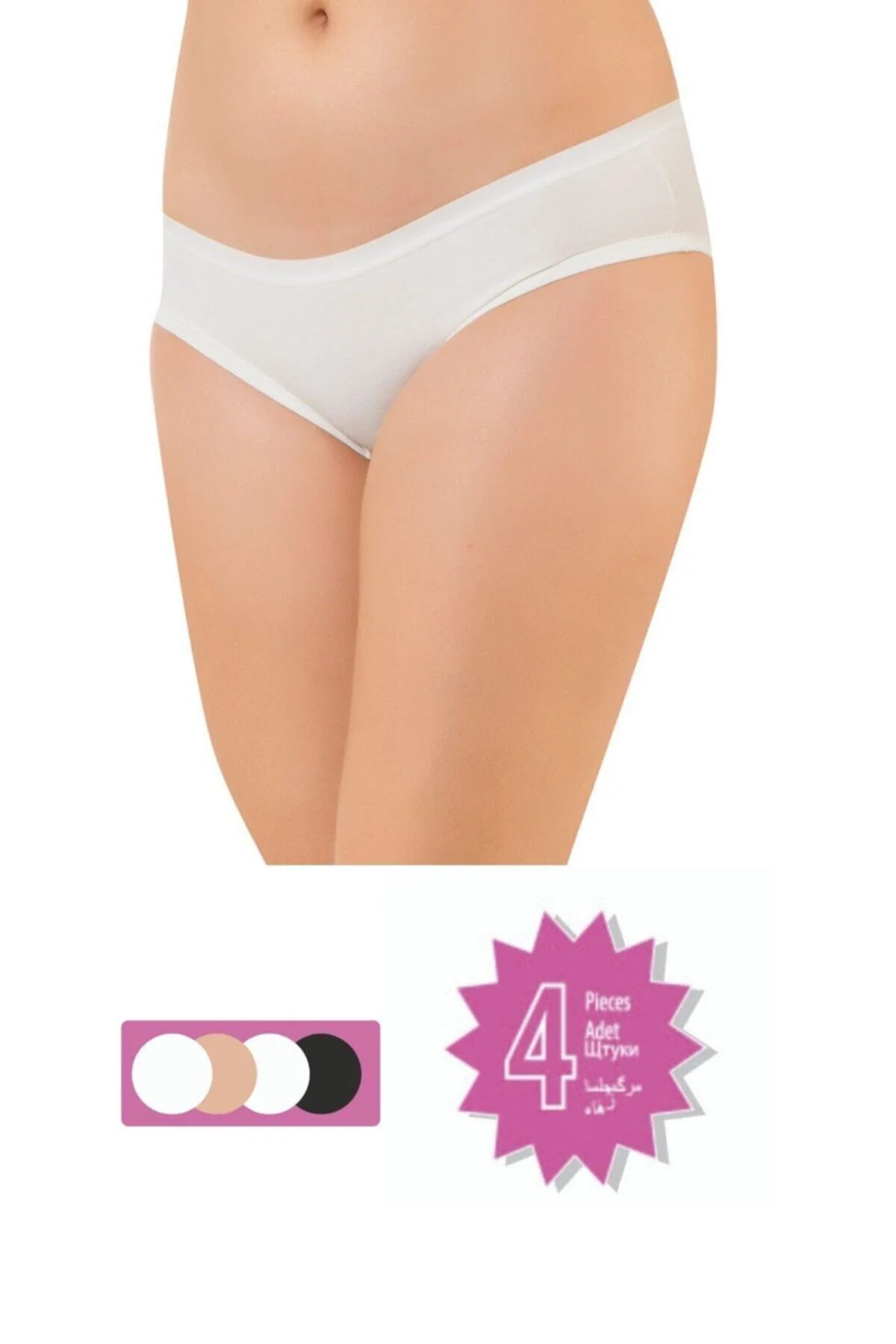 Kadın Bej Pamuklu Bikini Külot 4lü 2143-h