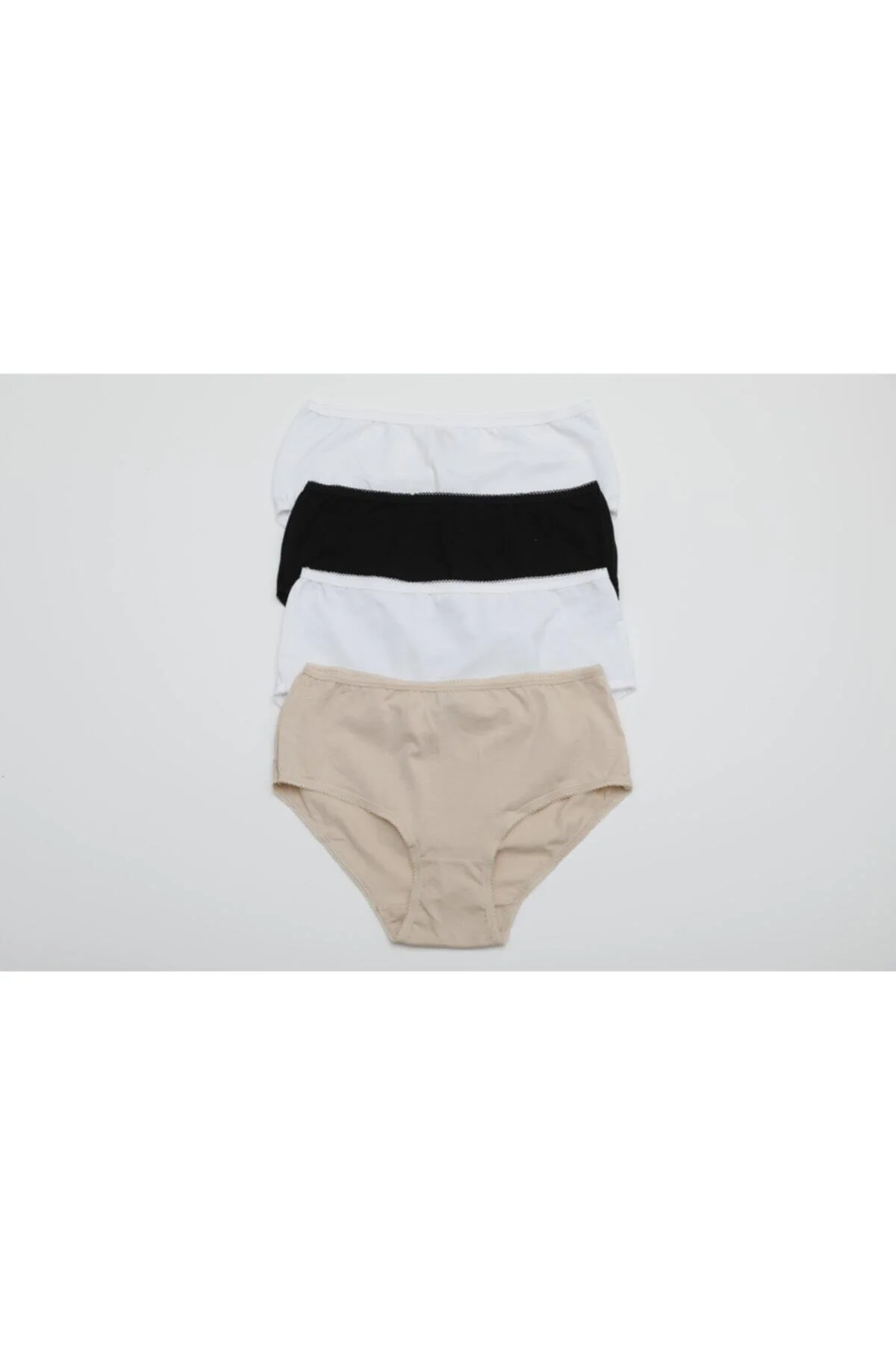 Kadın Bej Pamuklu Yüksek Bel Midi Külot 4 lü
